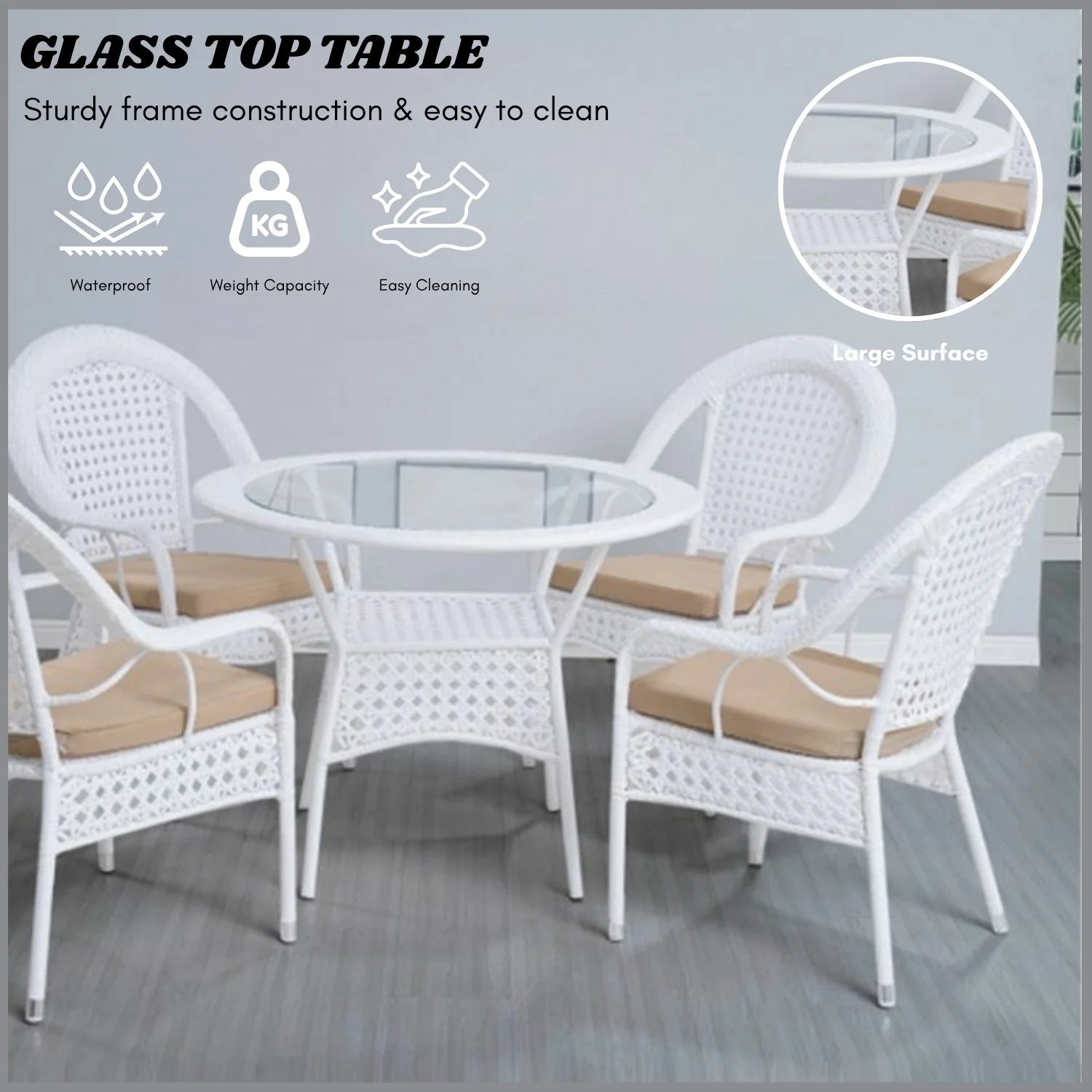 Outdoor All-Weather Resistant Rattan Wicker 5-Piece Dining Set - Image 7