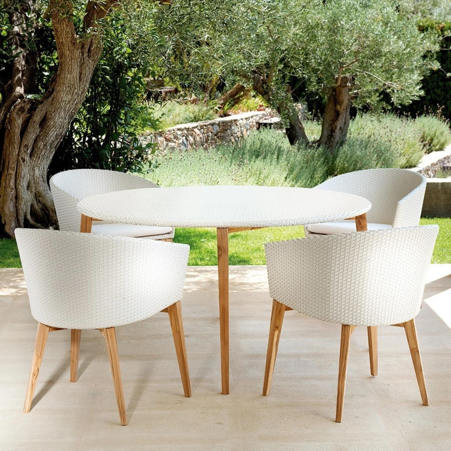 Outdoor All-Weather Resistant Rattan Wicker 5-Piece Dining Set (White) - Image 12