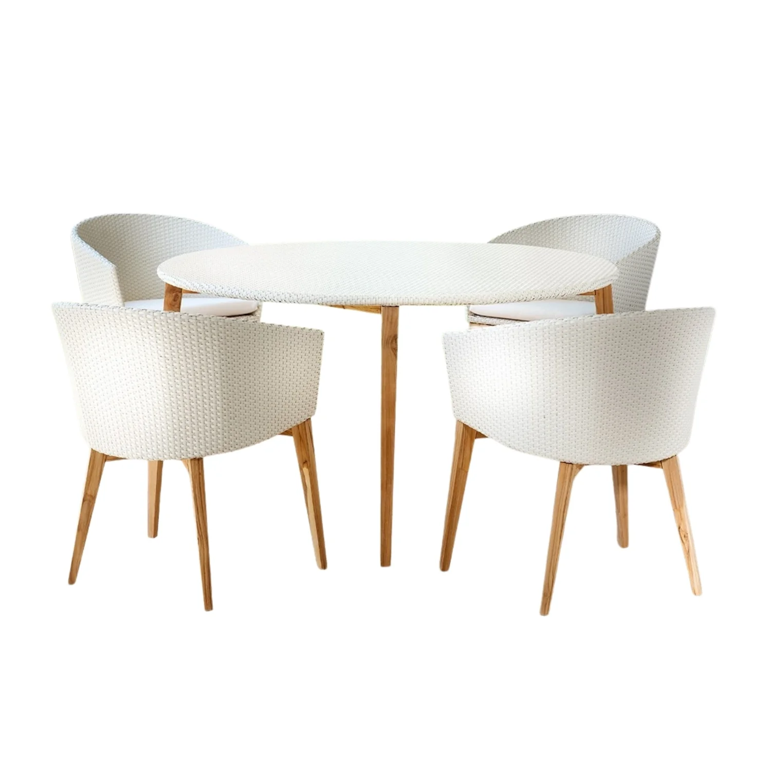 Outdoor All-Weather Resistant Rattan Wicker 5-Piece Dining Set (White) - Image 5