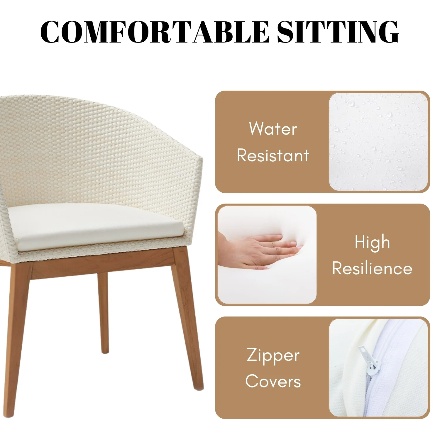 Outdoor All-Weather Resistant Rattan Wicker 5-Piece Dining Set (White) - Image 7