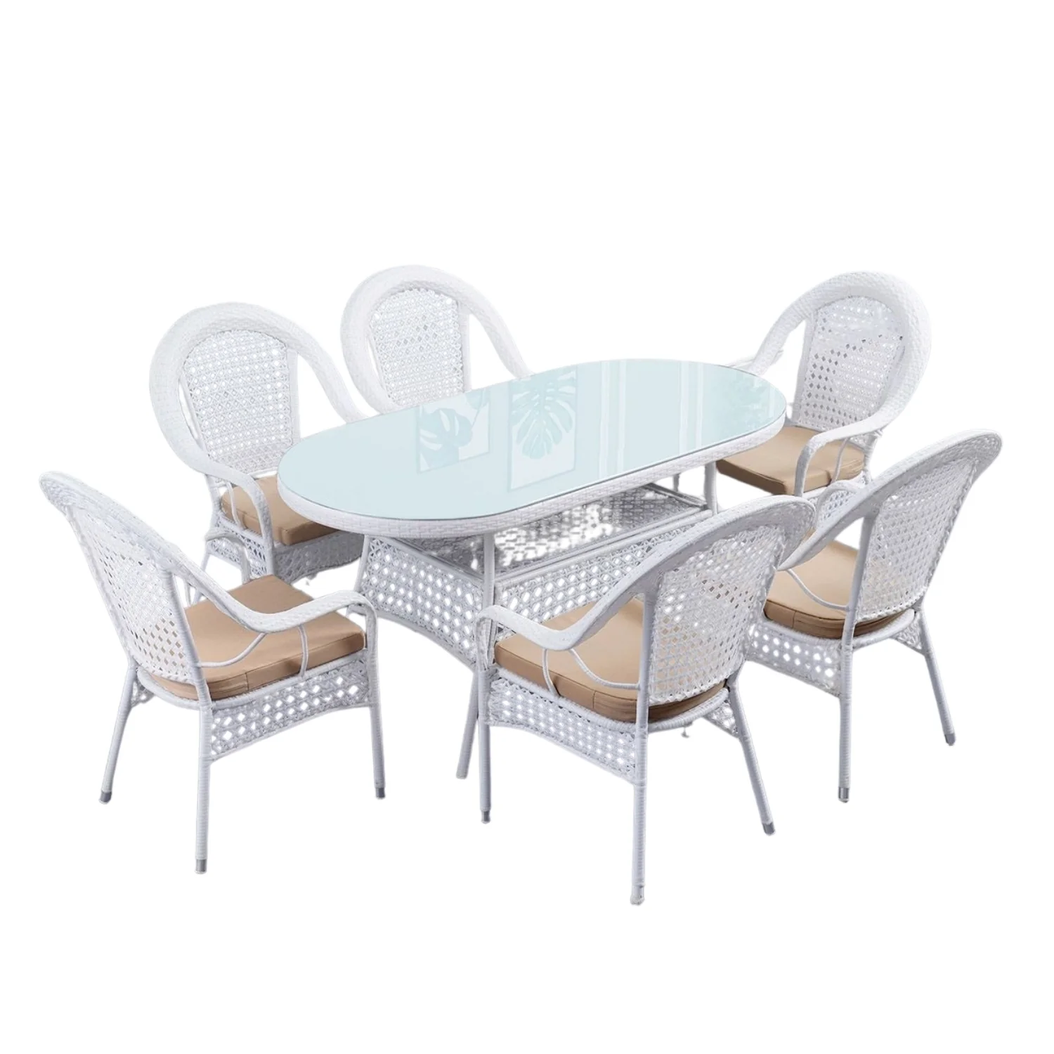 Outdoor All-Weather Resistant Rattan Wicker 7-Piece Dining Set - Image 4