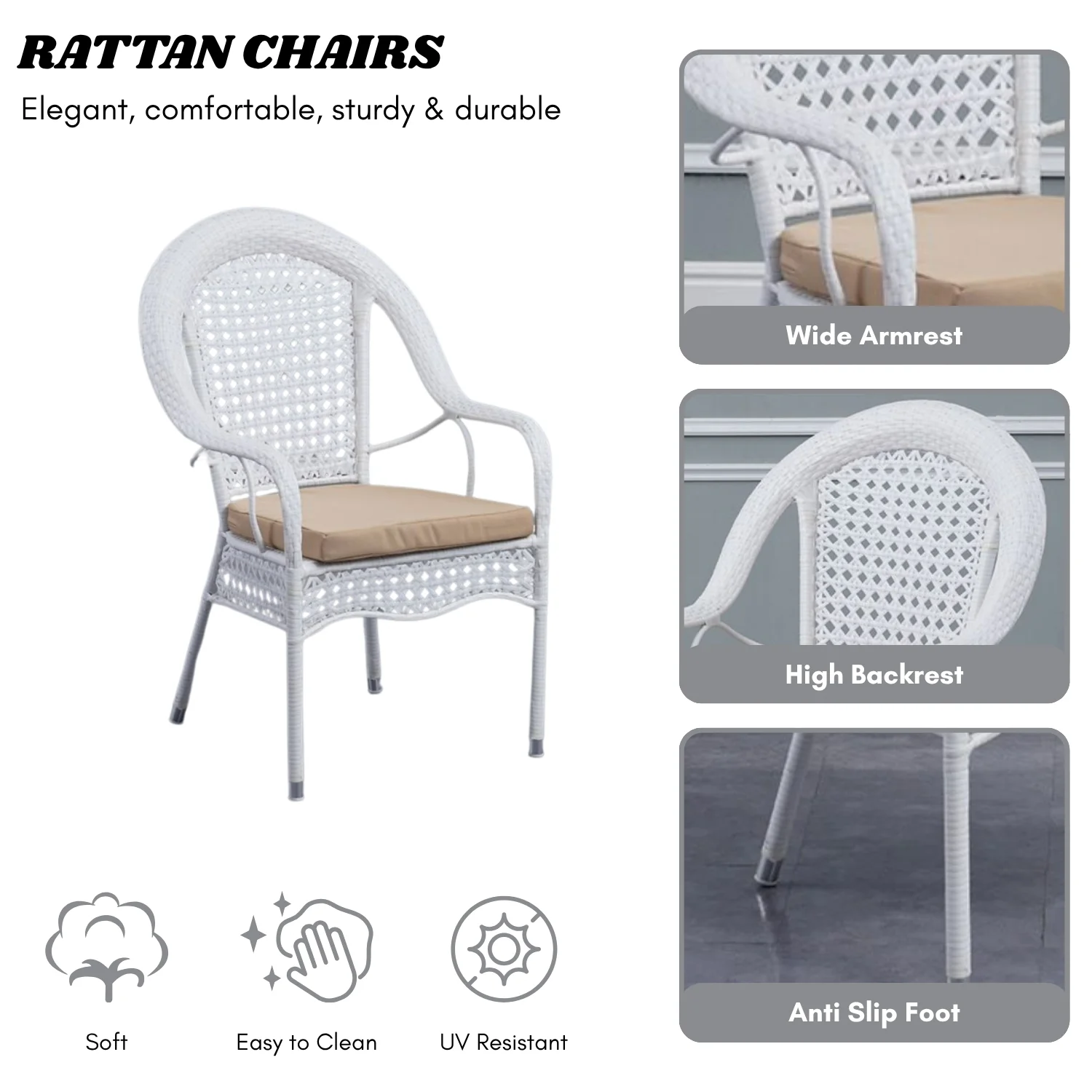 Outdoor All-Weather Resistant Rattan Wicker 7-Piece Dining Set - Image 5