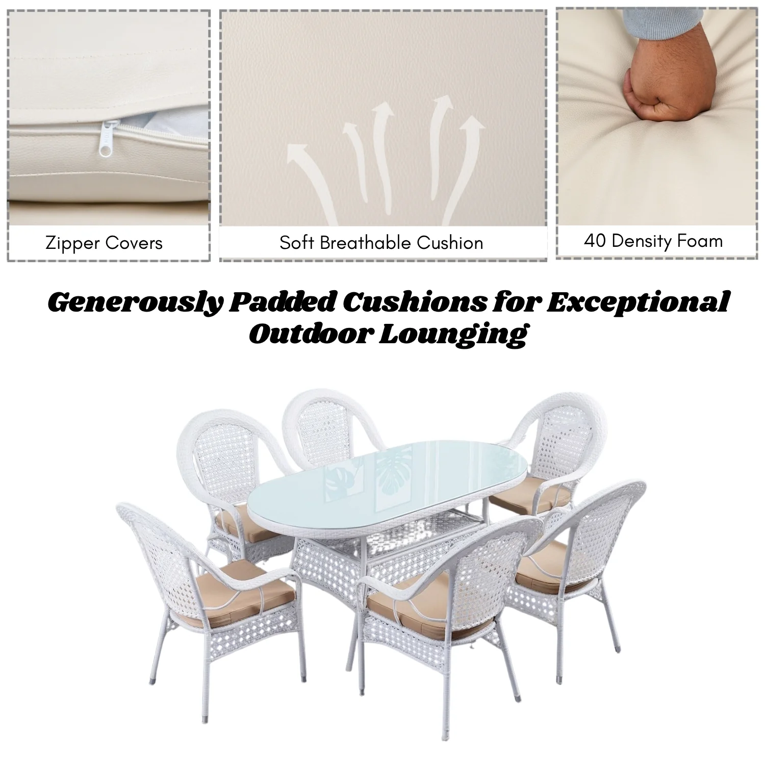 Outdoor All-Weather Resistant Rattan Wicker 7-Piece Dining Set - Image 6