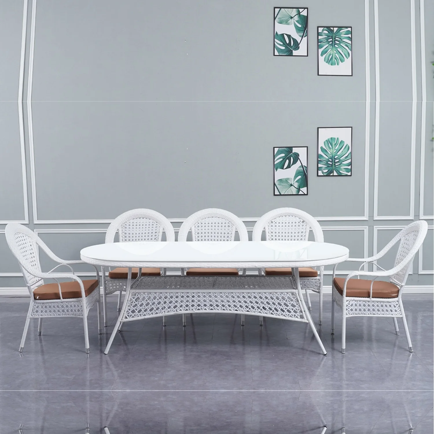 Outdoor All-Weather Resistant Rattan Wicker 7-Piece Dining Set - Image 9