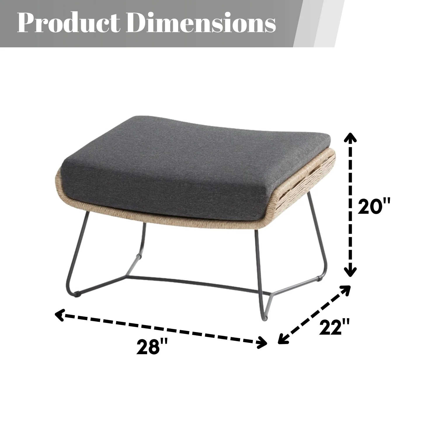 Outdoor All-Weather Rope Footstool - Image 2