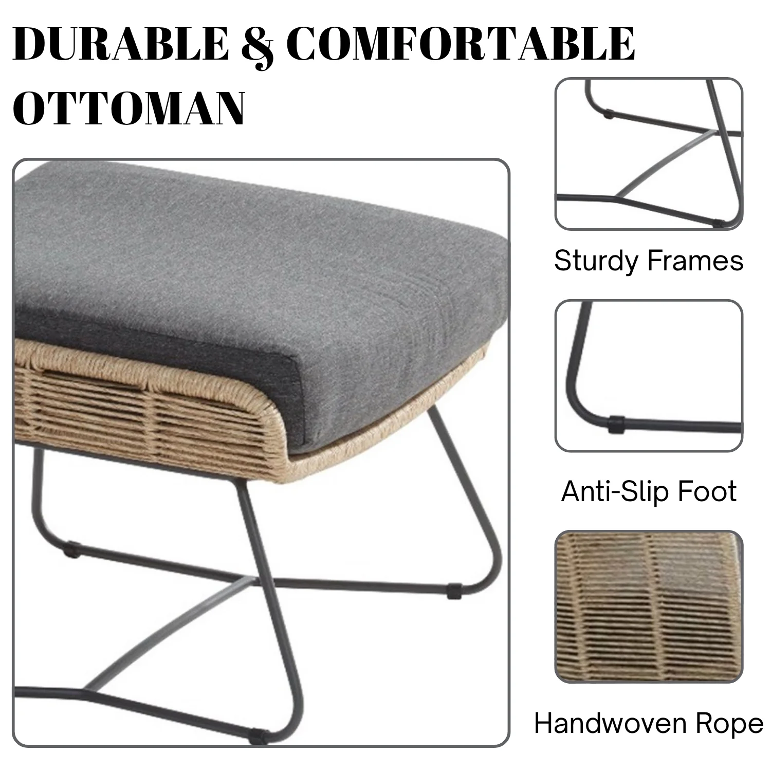 Outdoor All-Weather Rope Footstool - Image 4