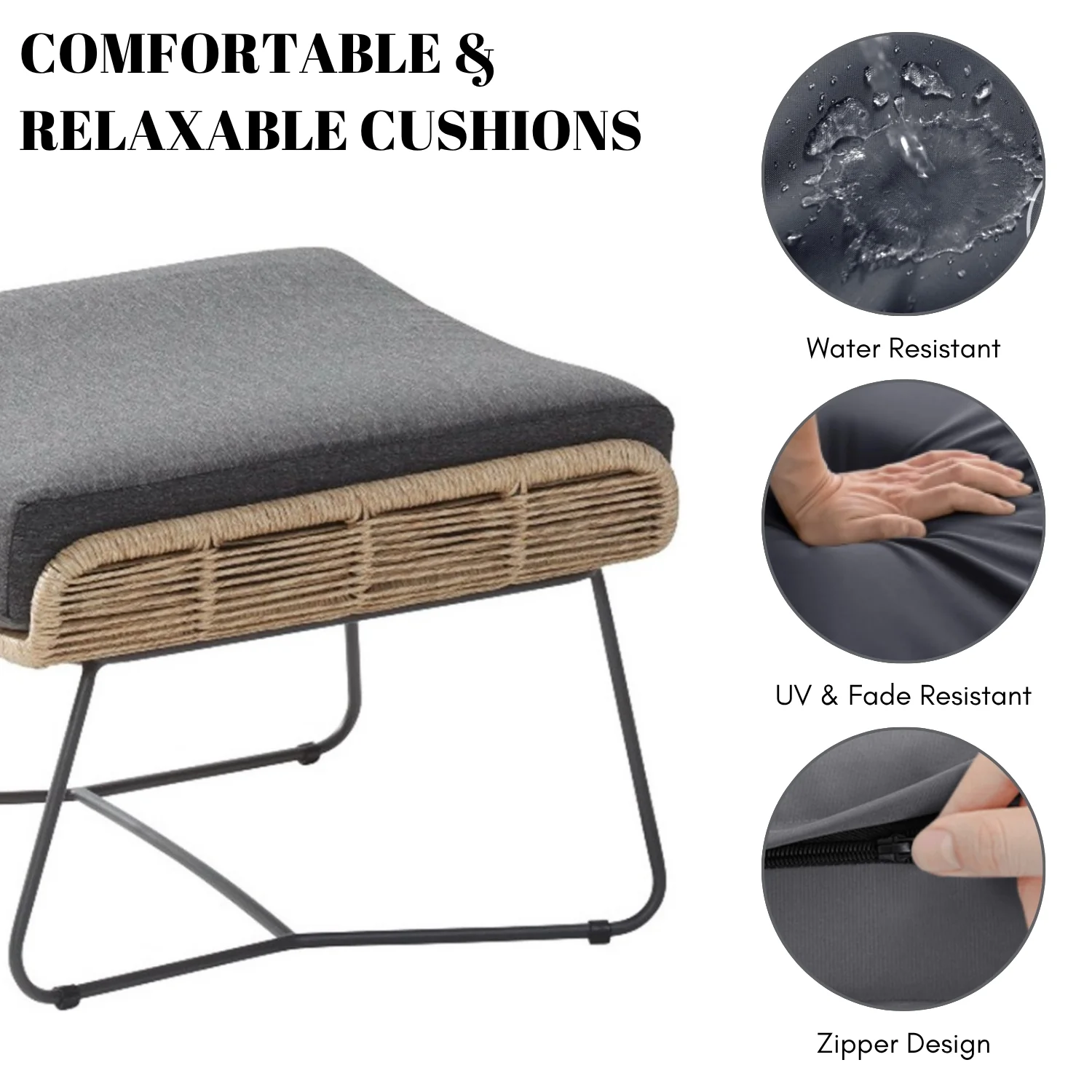 Outdoor All-Weather Rope Footstool - Image 5