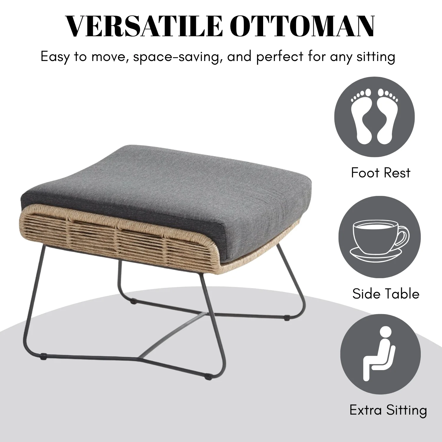 Outdoor All-Weather Rope Footstool - Image 6