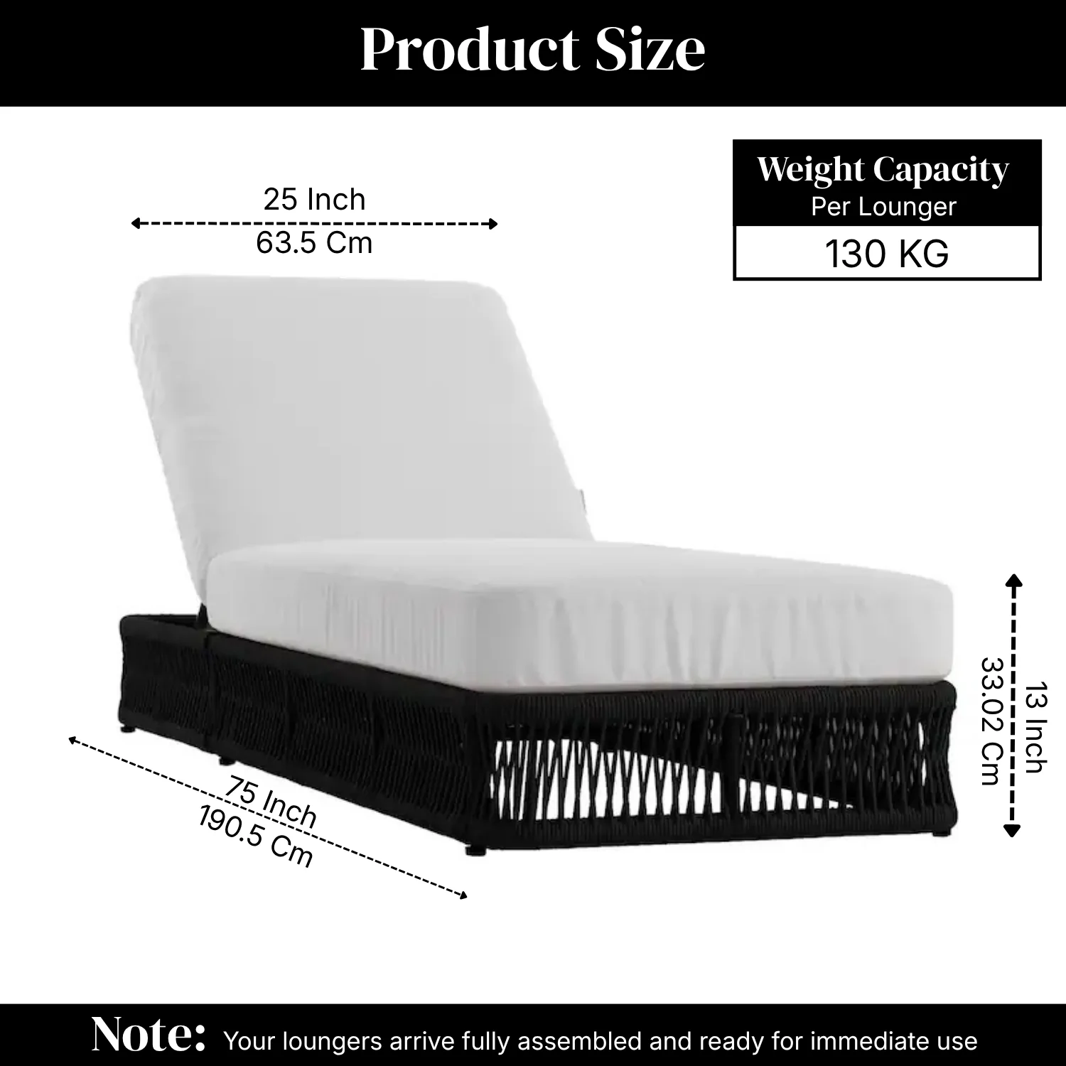 Outdoor All-Weather Rope Lounger Set of 2 (Black & White) - Image 2
