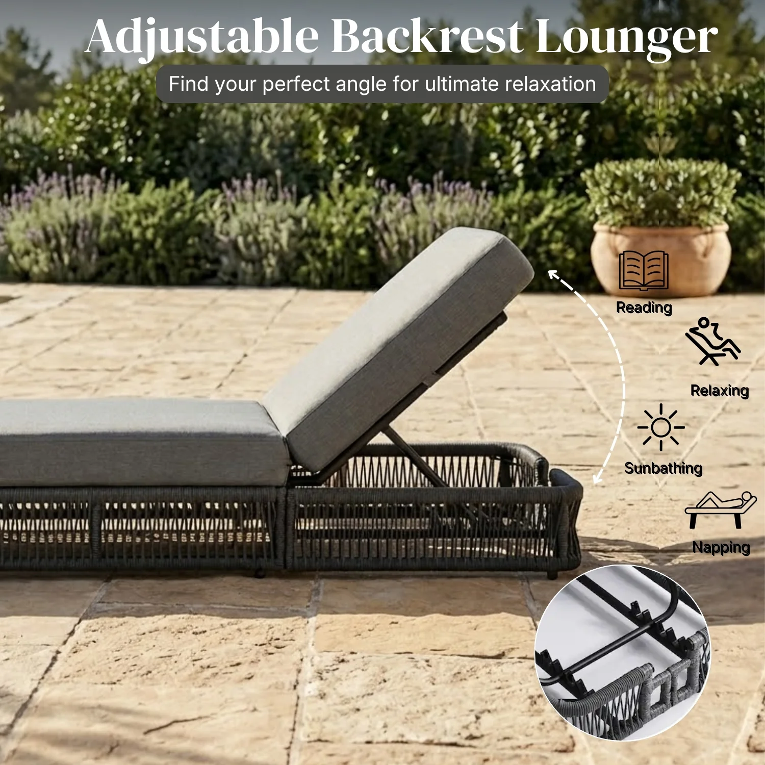 Outdoor All-Weather Rope Lounger Set of 2 (Grey) - Image 5