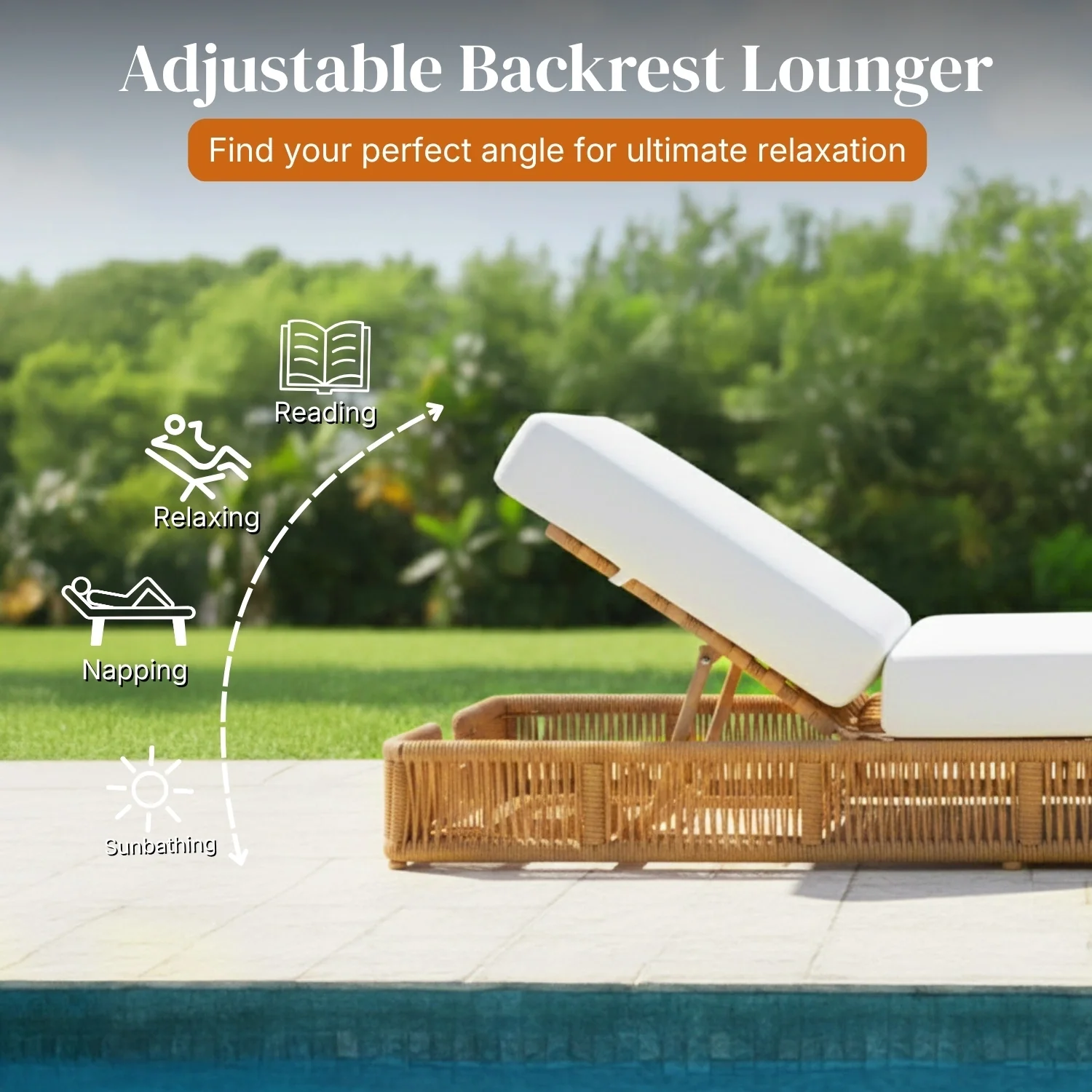 Outdoor All-Weather Rope Lounger with Cushions - Image 4