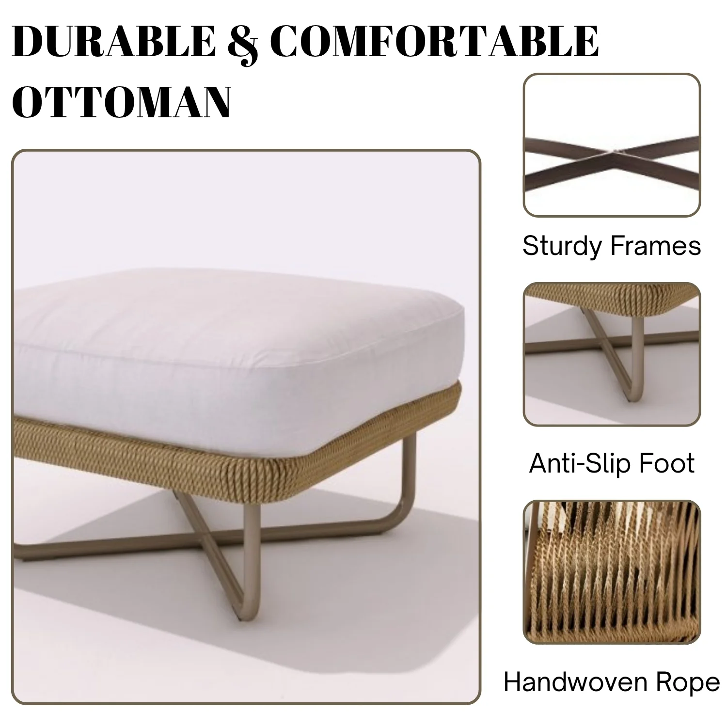 Outdoor All-Weather Rope Ottoman - Image 4