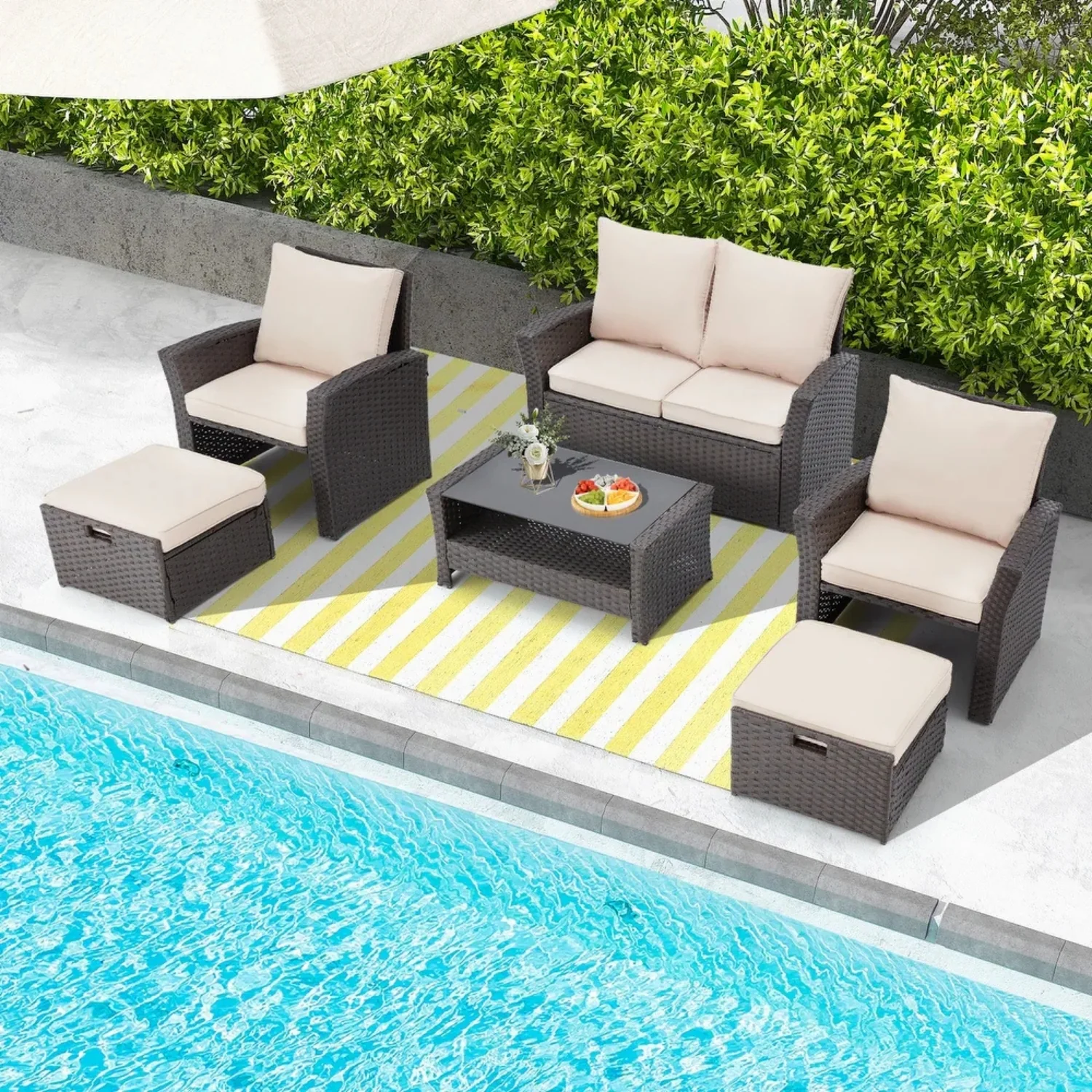 Outdoor All-Weather Wicker 6-Piece Sofa Set - Image 15