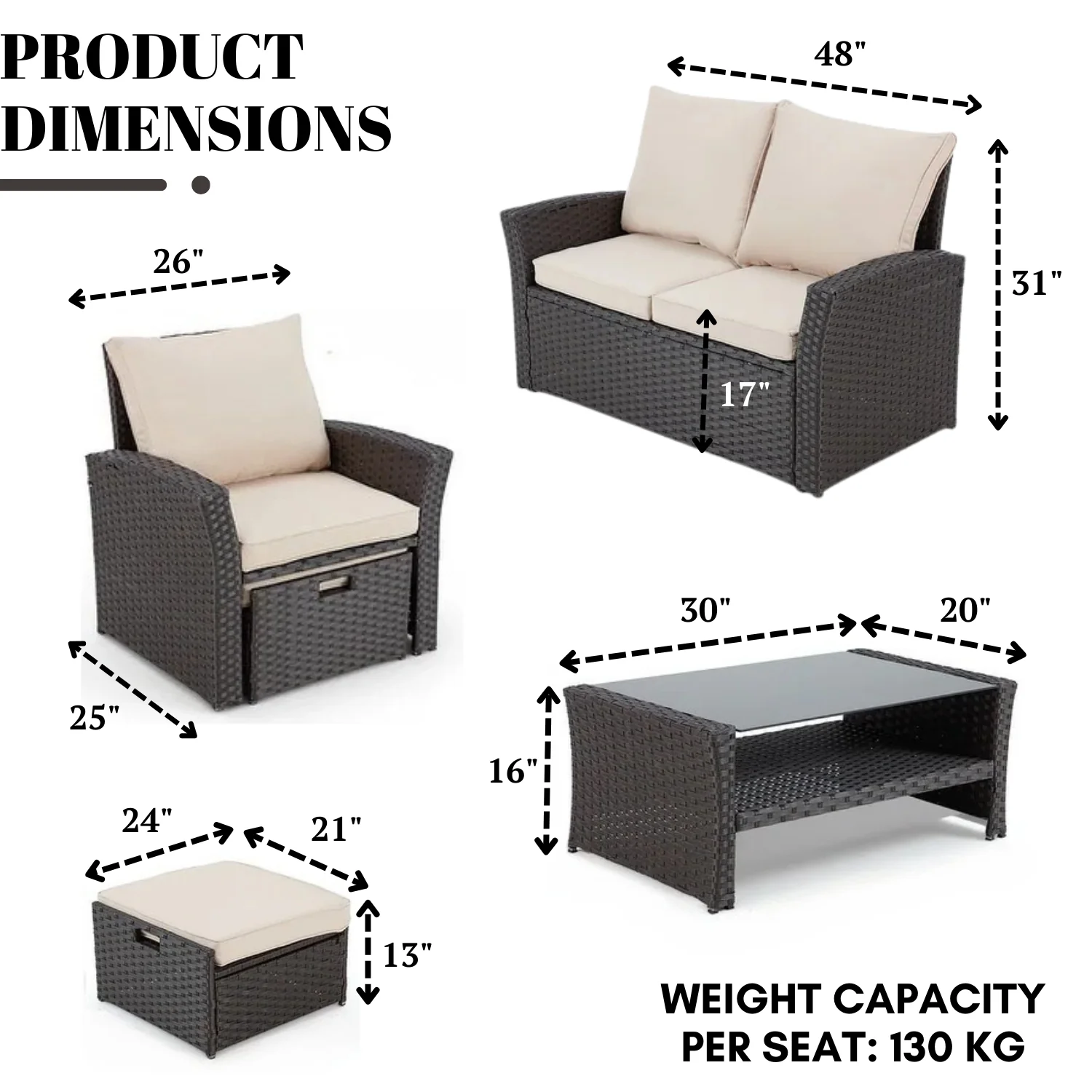 Outdoor All-Weather Wicker 6-Piece Sofa Set - Image 2