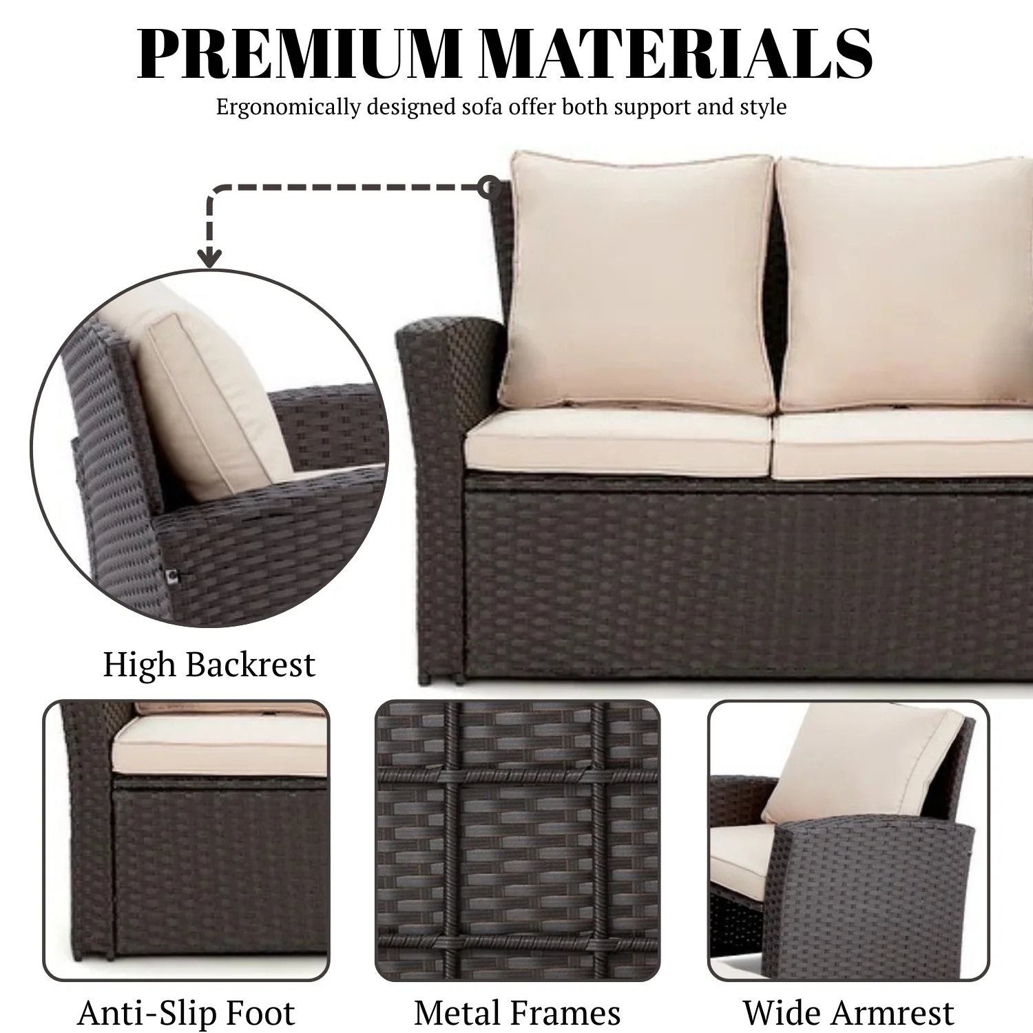 Outdoor All-Weather Wicker 6-Piece Sofa Set - Image 6