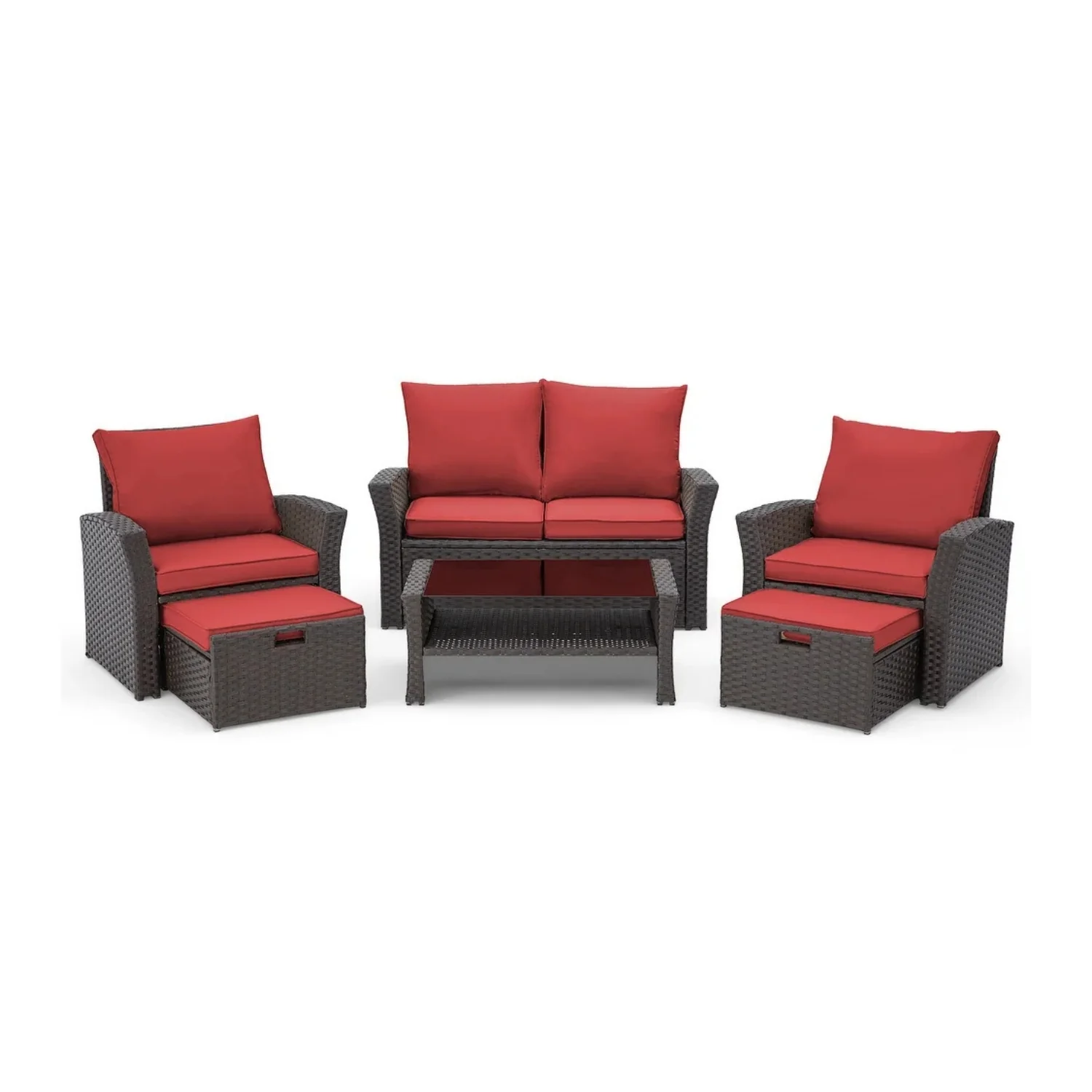 Outdoor All-Weather Wicker 6-Piece Sofa Set - Image 5