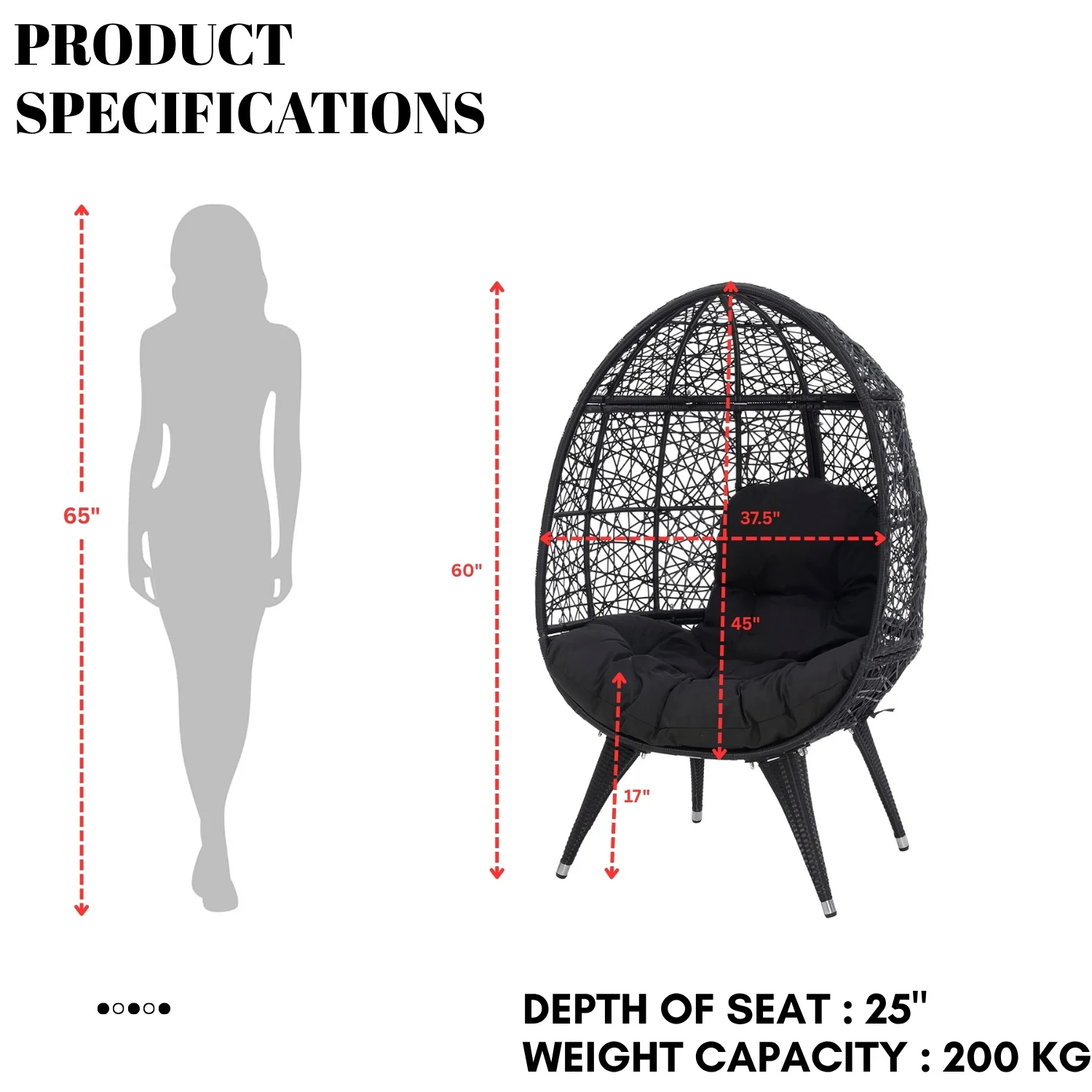 Outdoor All-Weather Wicker Egg Chair - Image 2