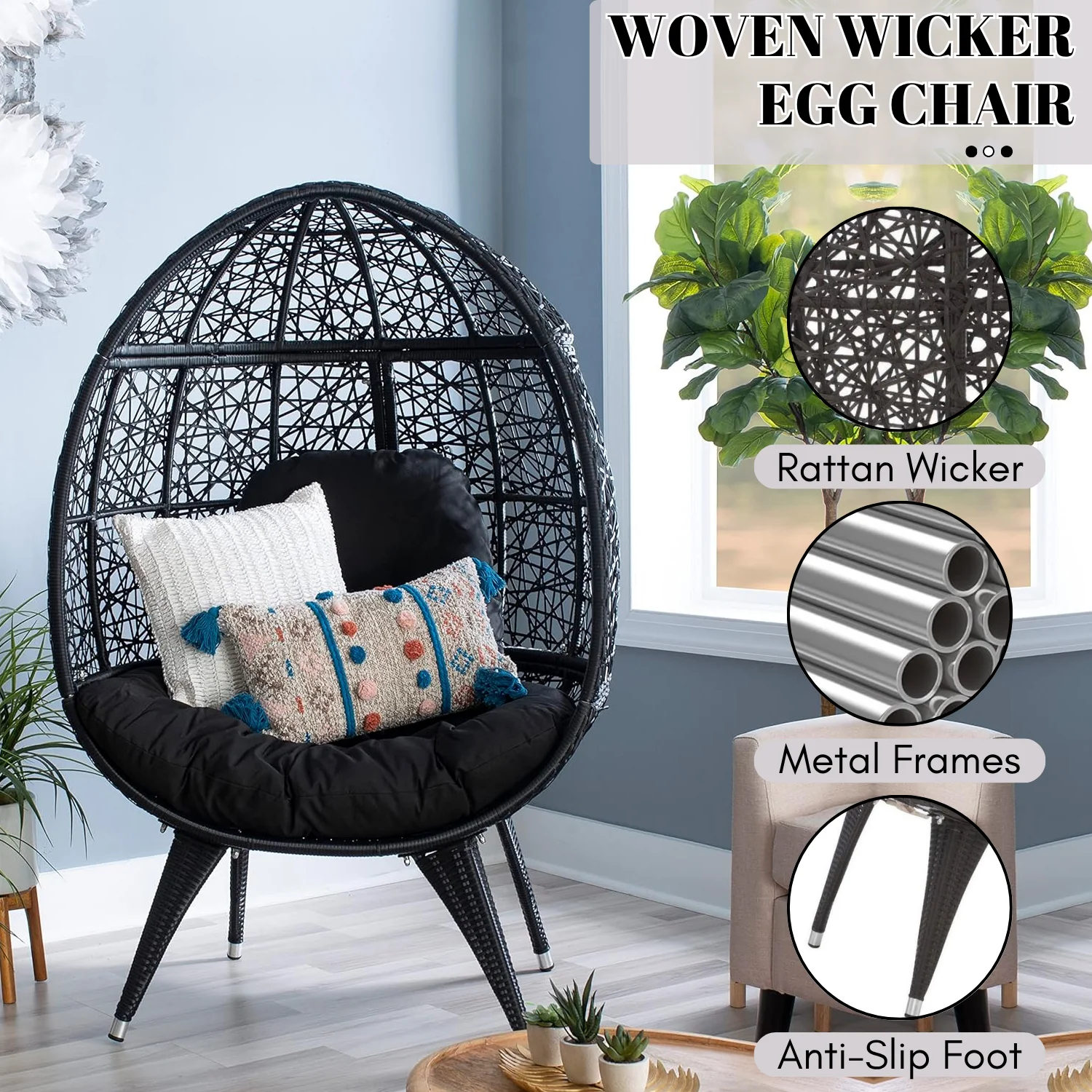 Outdoor All-Weather Wicker Egg Chair - Image 5