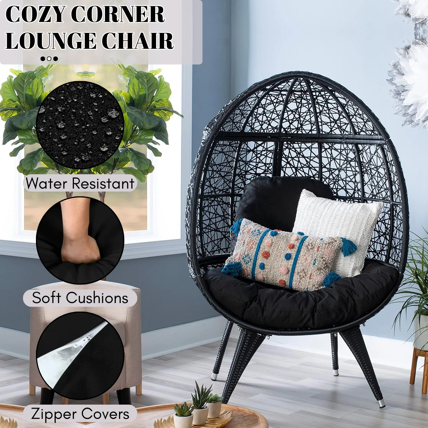 Outdoor All-Weather Wicker Egg Chair - Image 6