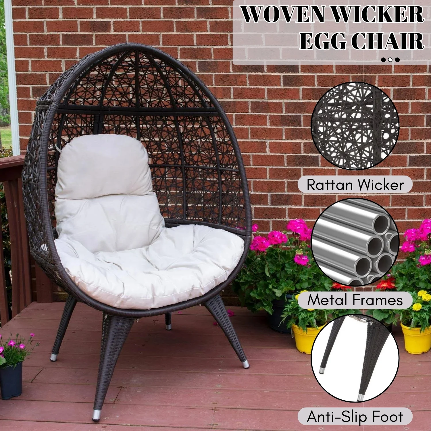 Outdoor All-Weather Wicker Egg Chair - Image 5