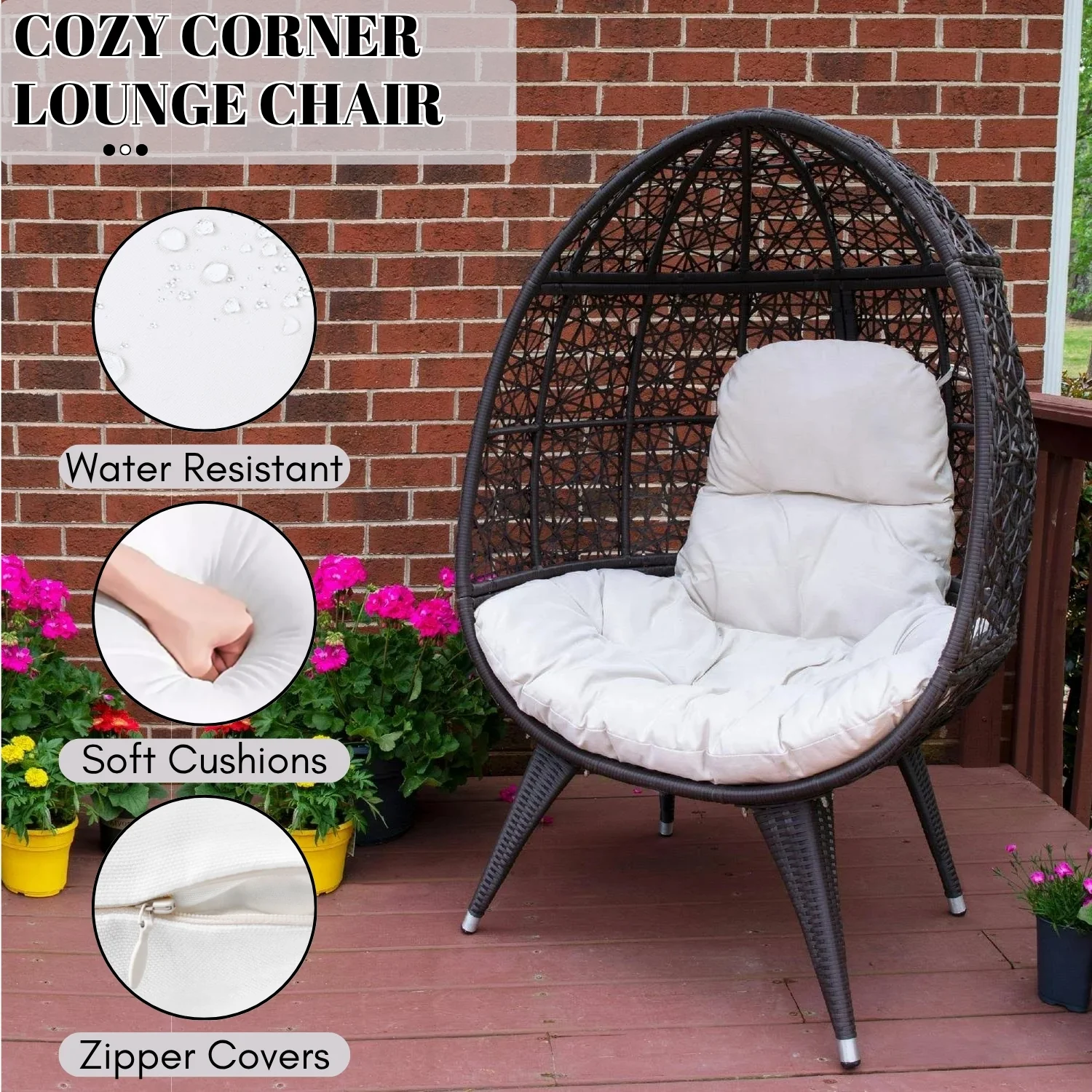 Outdoor All-Weather Wicker Egg Chair - Image 6