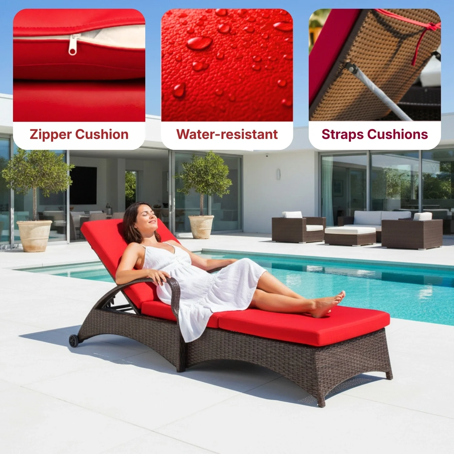Outdoor All-Weather Wicker Lounger - Image 3