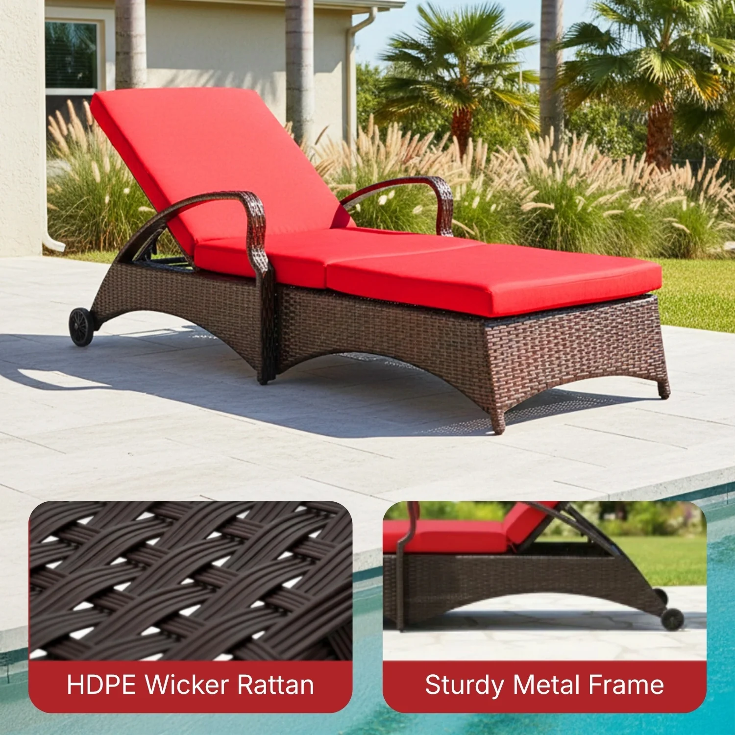 Outdoor All-Weather Wicker Lounger - Image 4