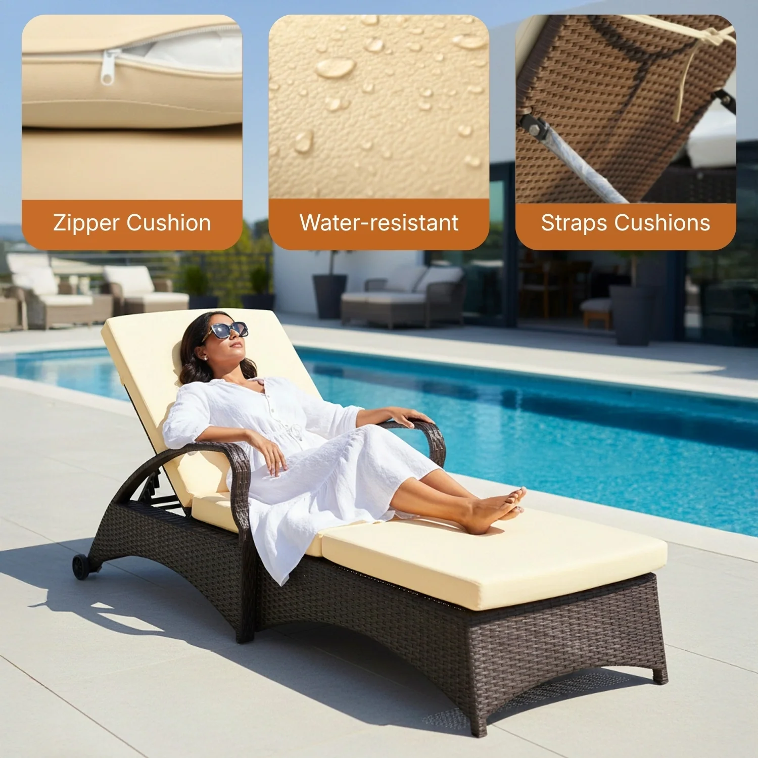 Outdoor All-Weather Wicker Lounger - Image 3