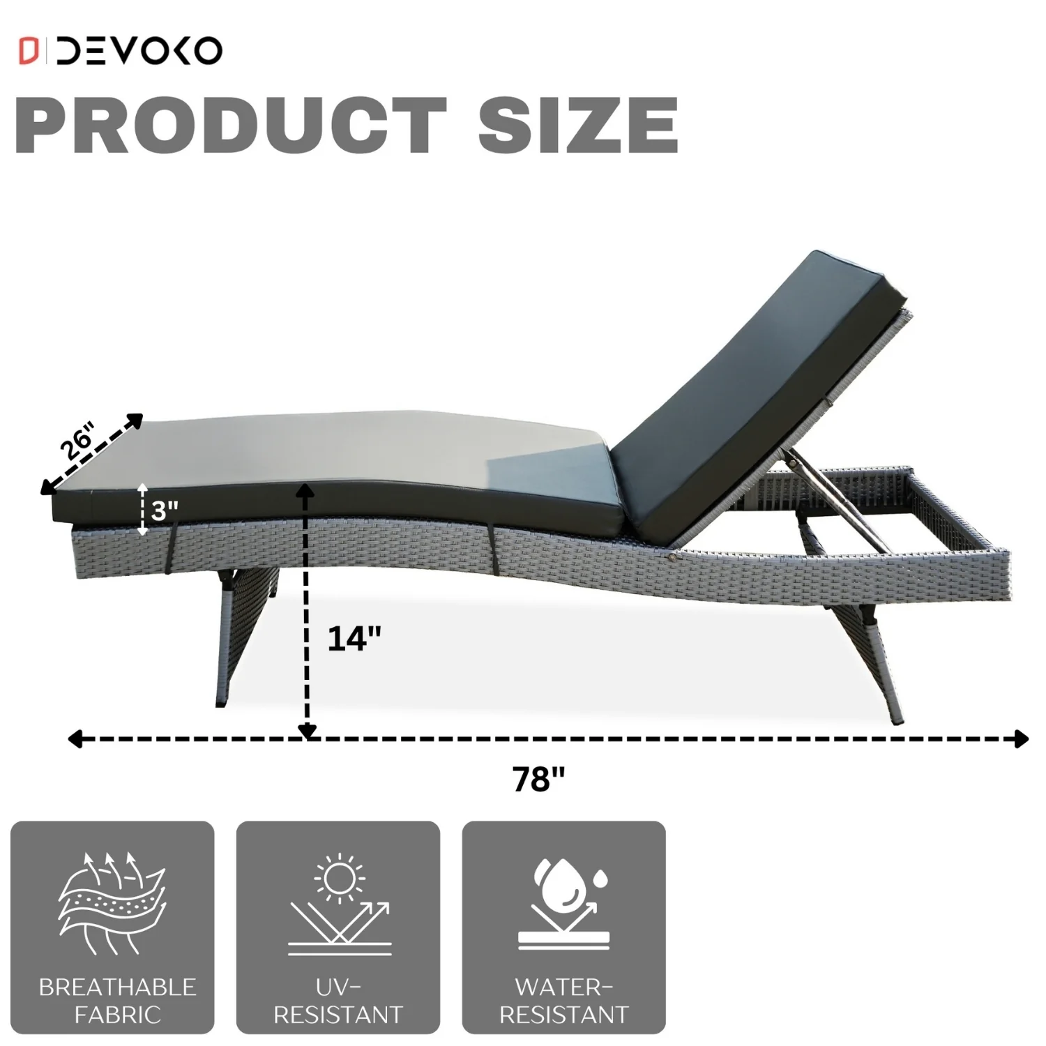 Outdoor All-Weather Wicker Lounger with Cushions - Image 2