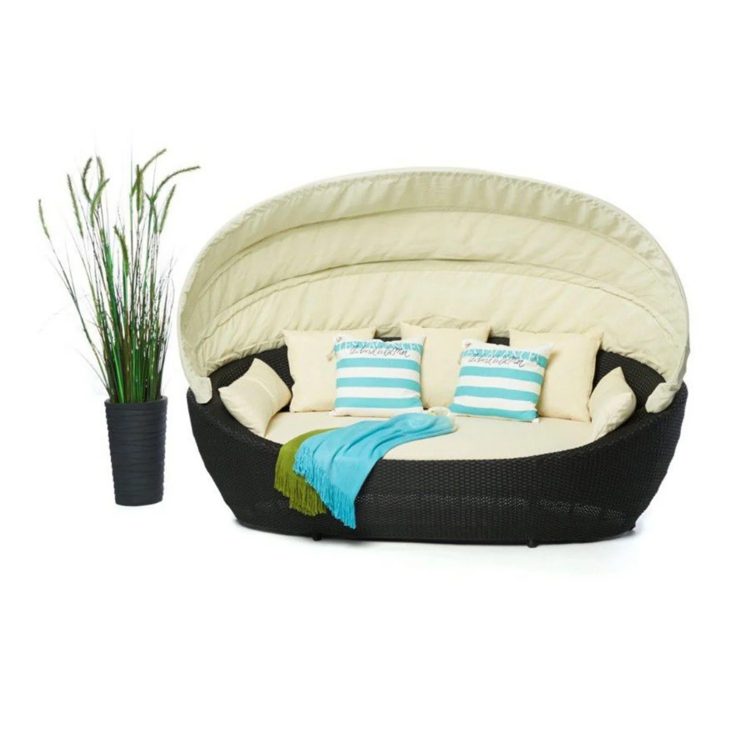 Outdoor All-Weather Wicker Patio Daybed with Retractable Canopy - Image 8
