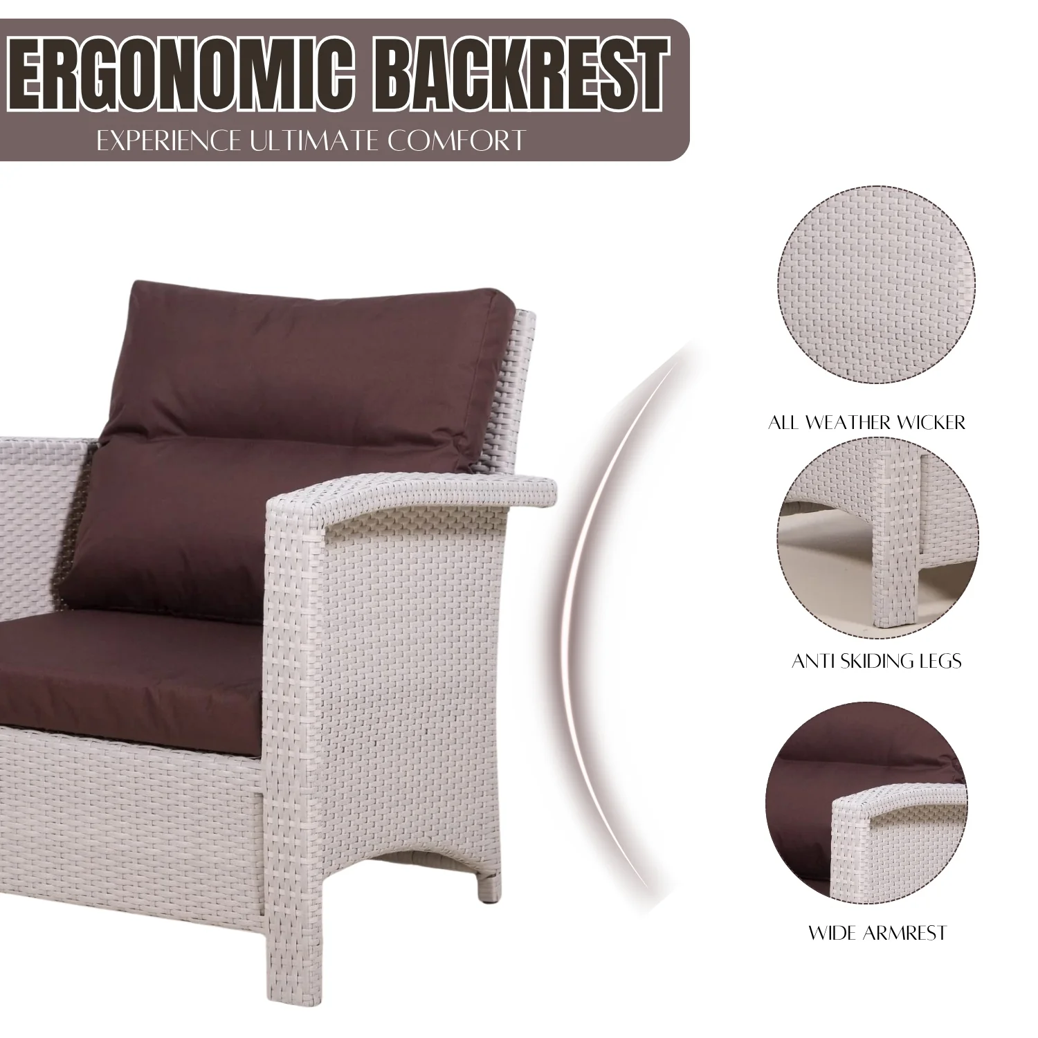 Outdoor All-Weather Wicker Single Seater Sofa - Image 6