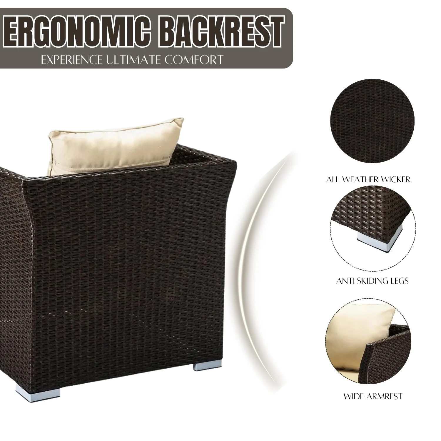 Outdoor All-Weather Wicker Single Seater Sofa - Image 6