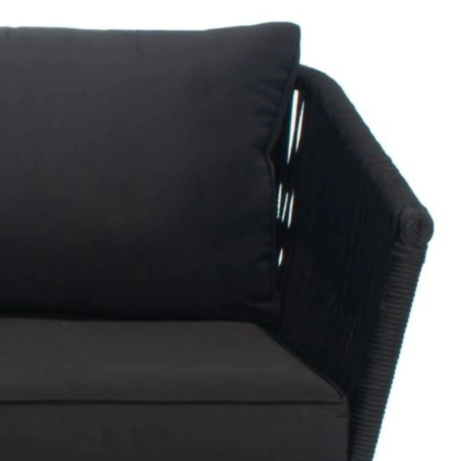 Outdoor Black Rope L-Shape All Weather Sectional Sofa Set - Image 3