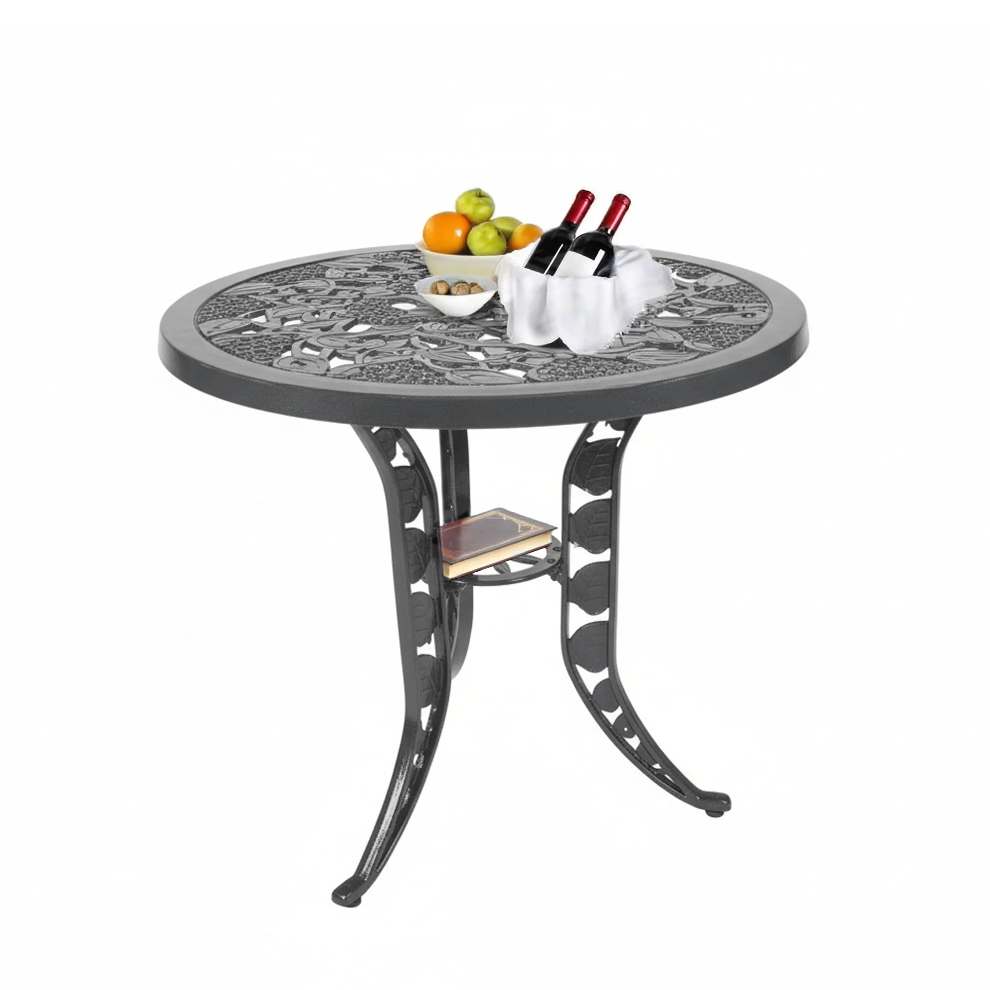 Outdoor Cast Aluminium 5-Piece Patio Bistro Set (Grey) - Image 12