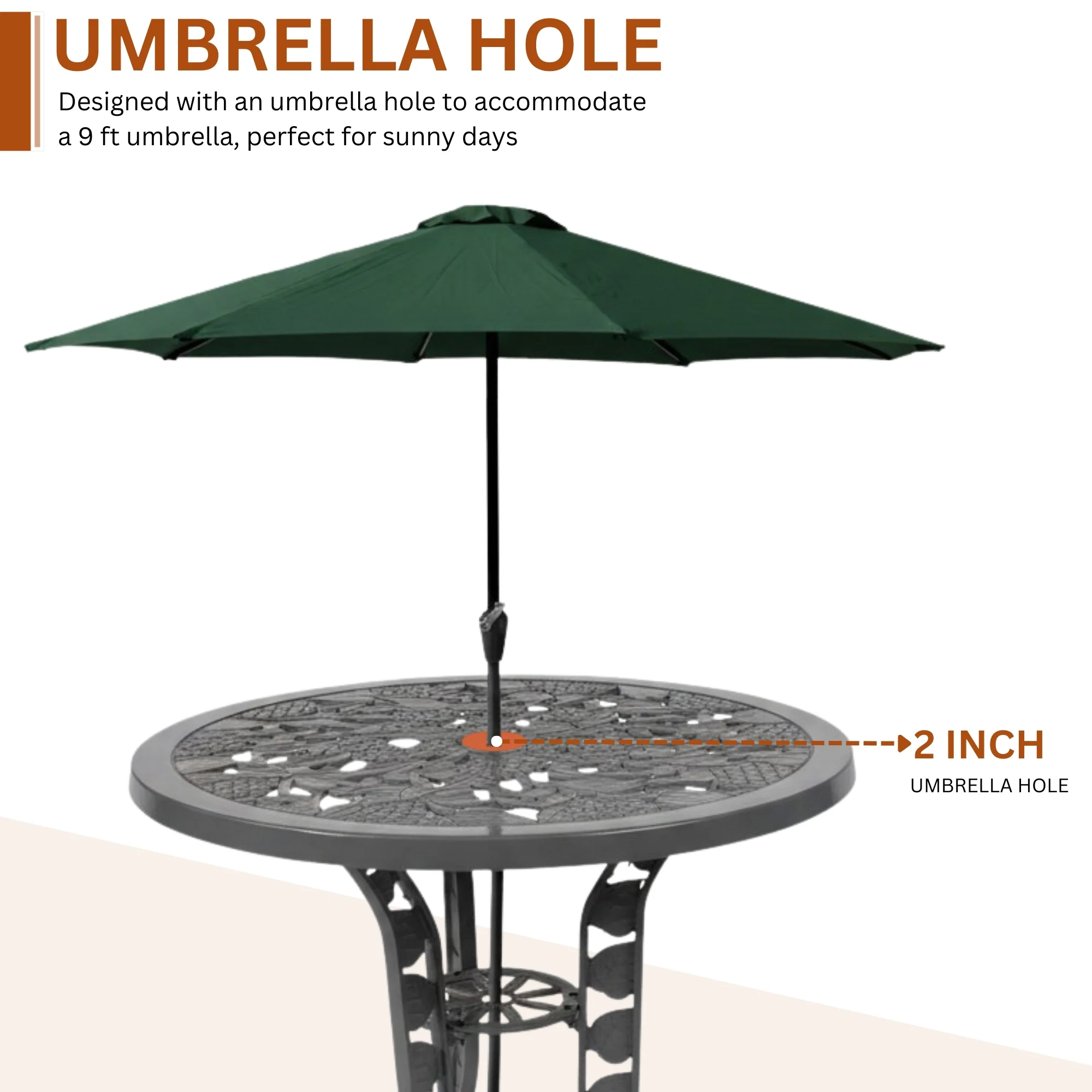 Outdoor Cast Aluminium 5-Piece Patio Bistro Set (Grey) - Image 8