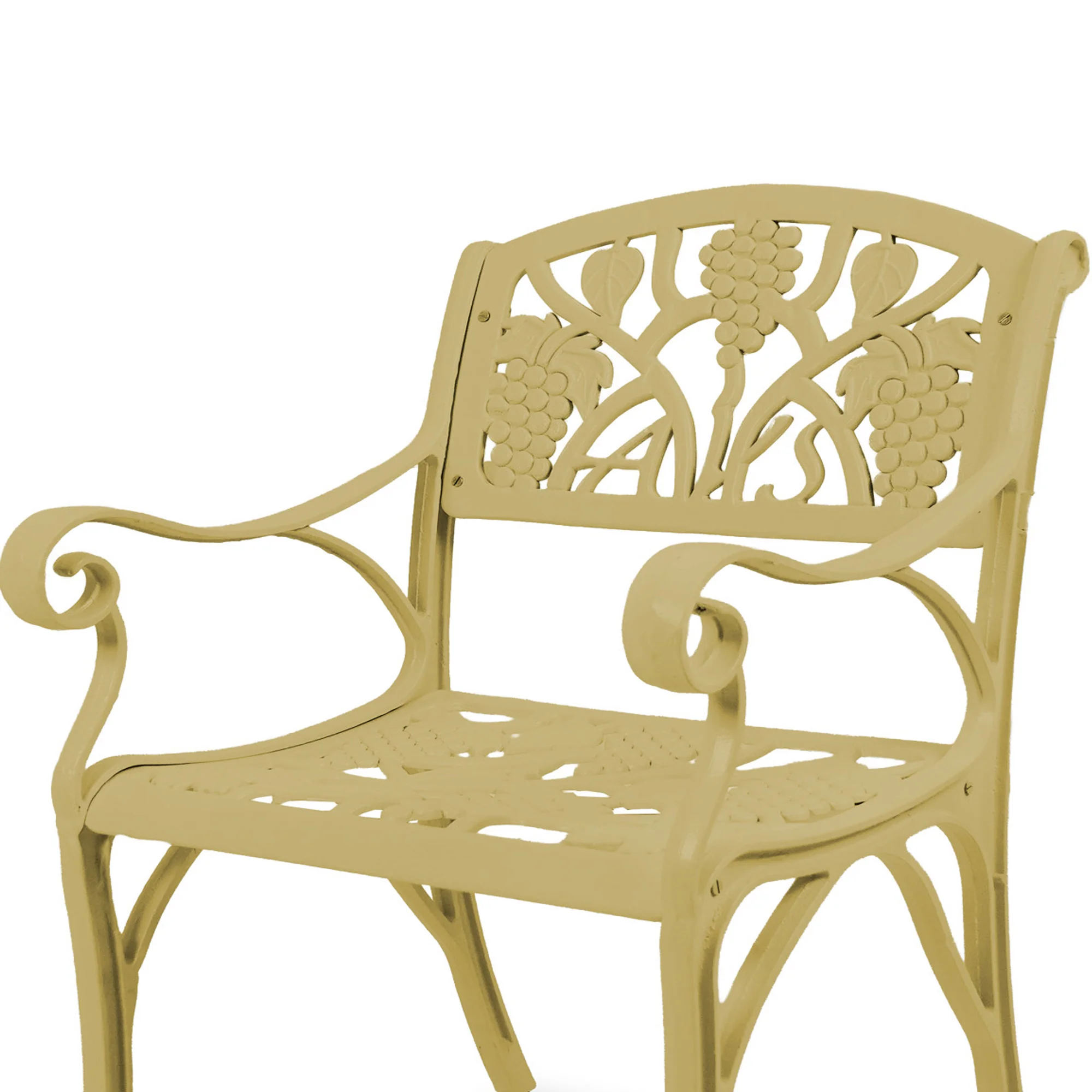 Outdoor Cast Aluminum 2 Chairs Patio Bistro Set (Beige) - Image 5