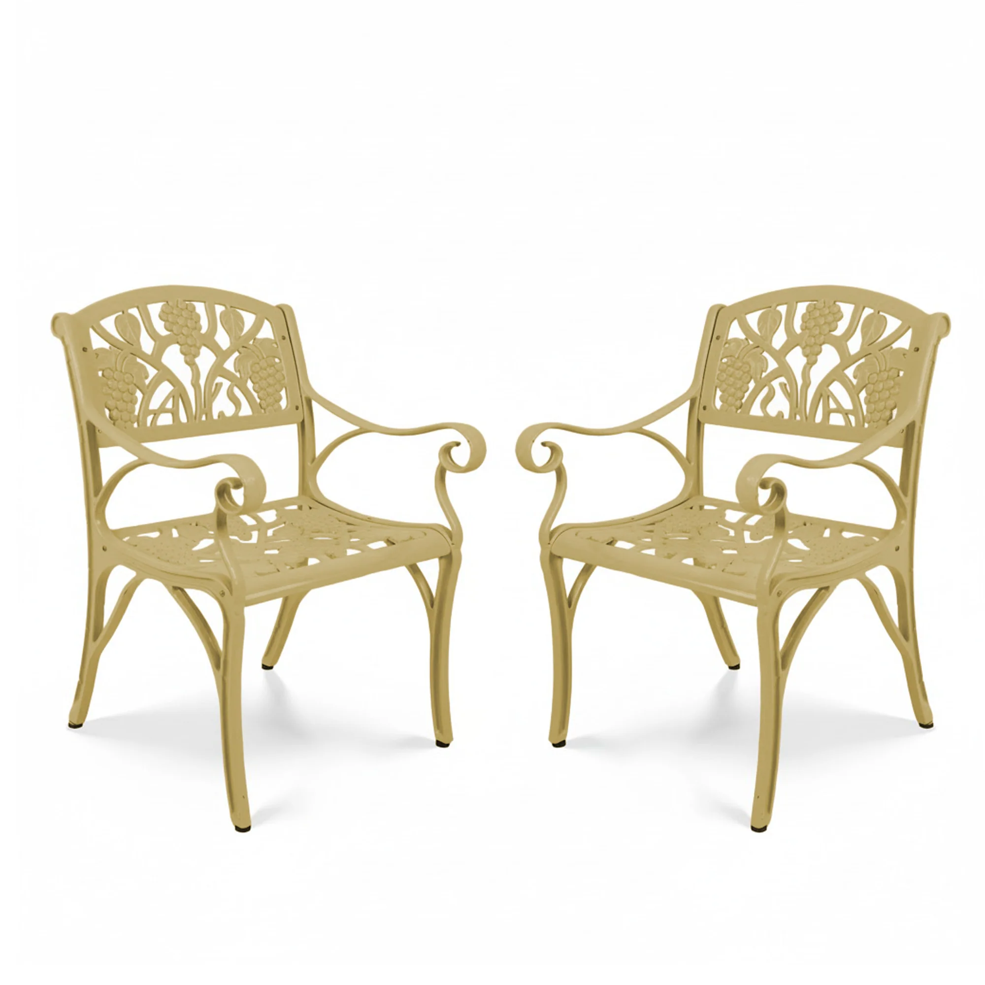 Outdoor Cast Aluminum 2 Chairs Patio Bistro Set (Beige) - Image 6