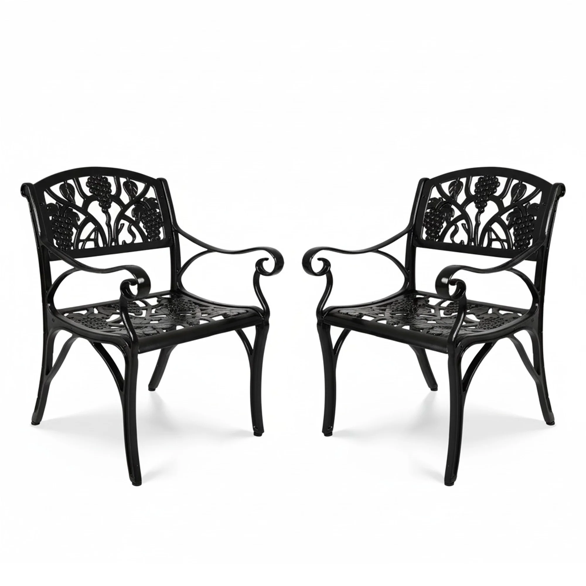 Outdoor Cast Aluminum 2 Chairs Patio Bistro Set (Black) - Image 8