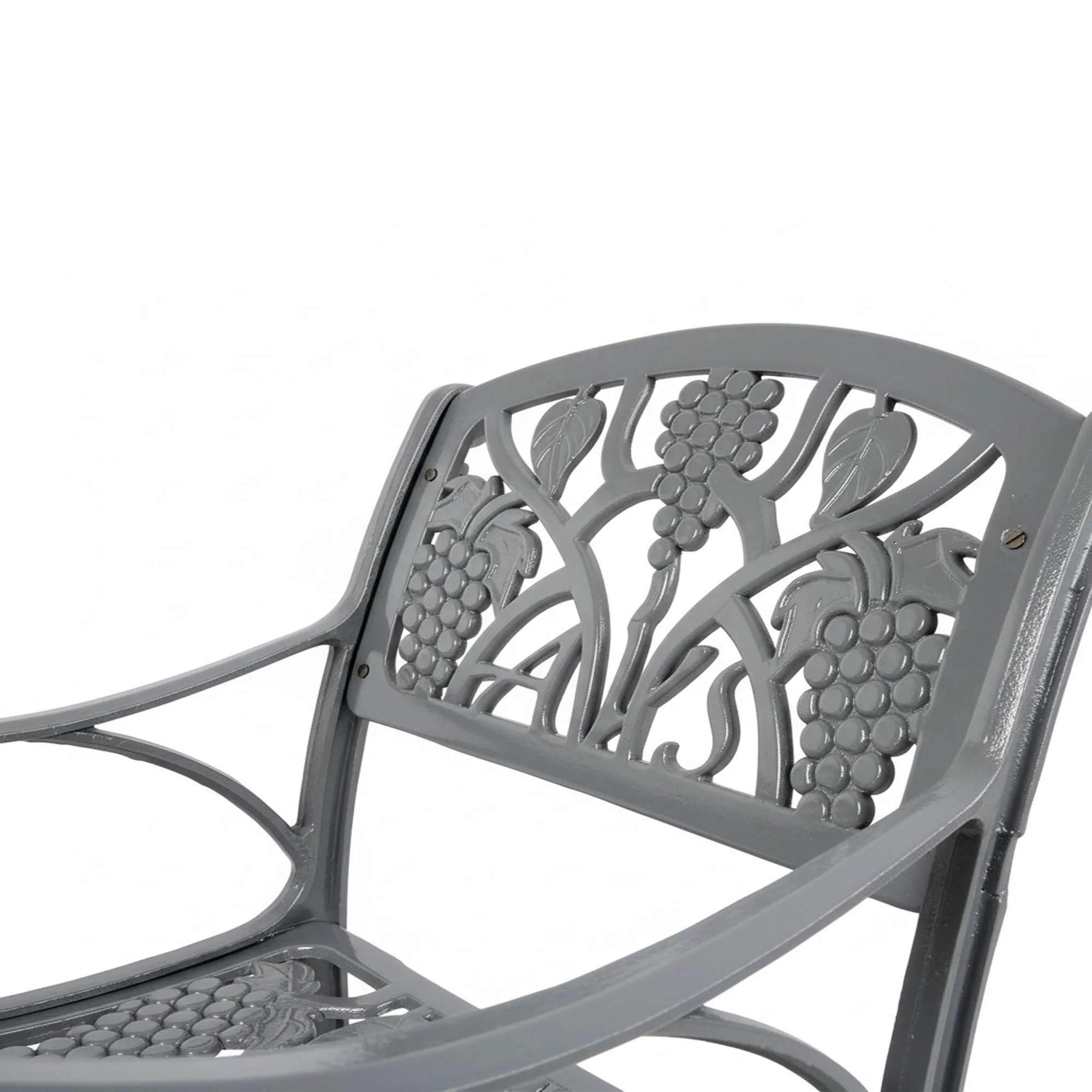 Outdoor Cast Aluminum 2 Chairs Patio Bistro Set (Grey) - Image 5