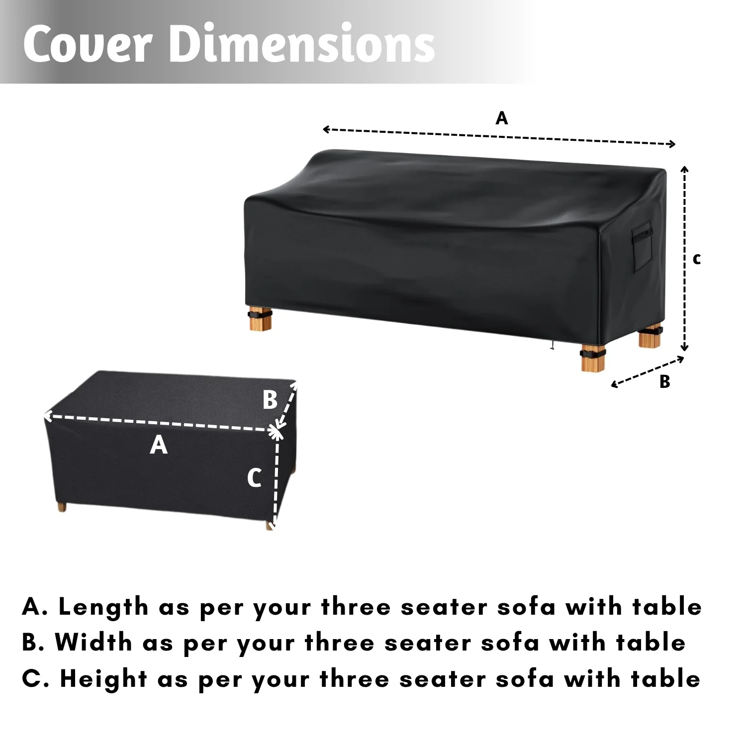 Outdoor Triple Seater With Table Sofa Cover - Image 5