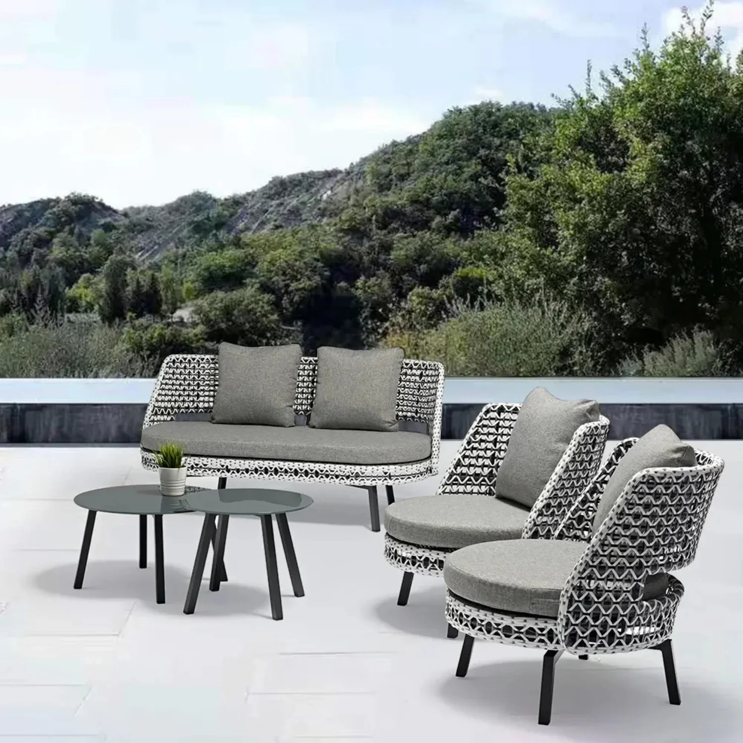 Outdoor Double Tone Rattan Wicker Sofa Set