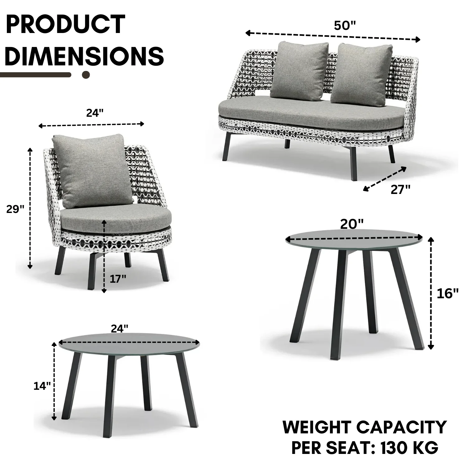 Outdoor Double Tone Rattan Wicker Sofa Set - Image 2