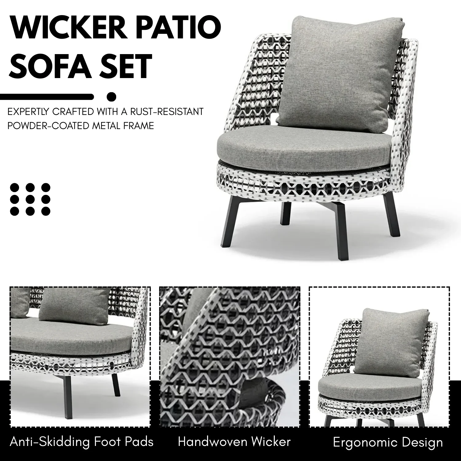 Outdoor Double Tone Rattan Wicker Sofa Set - Image 6
