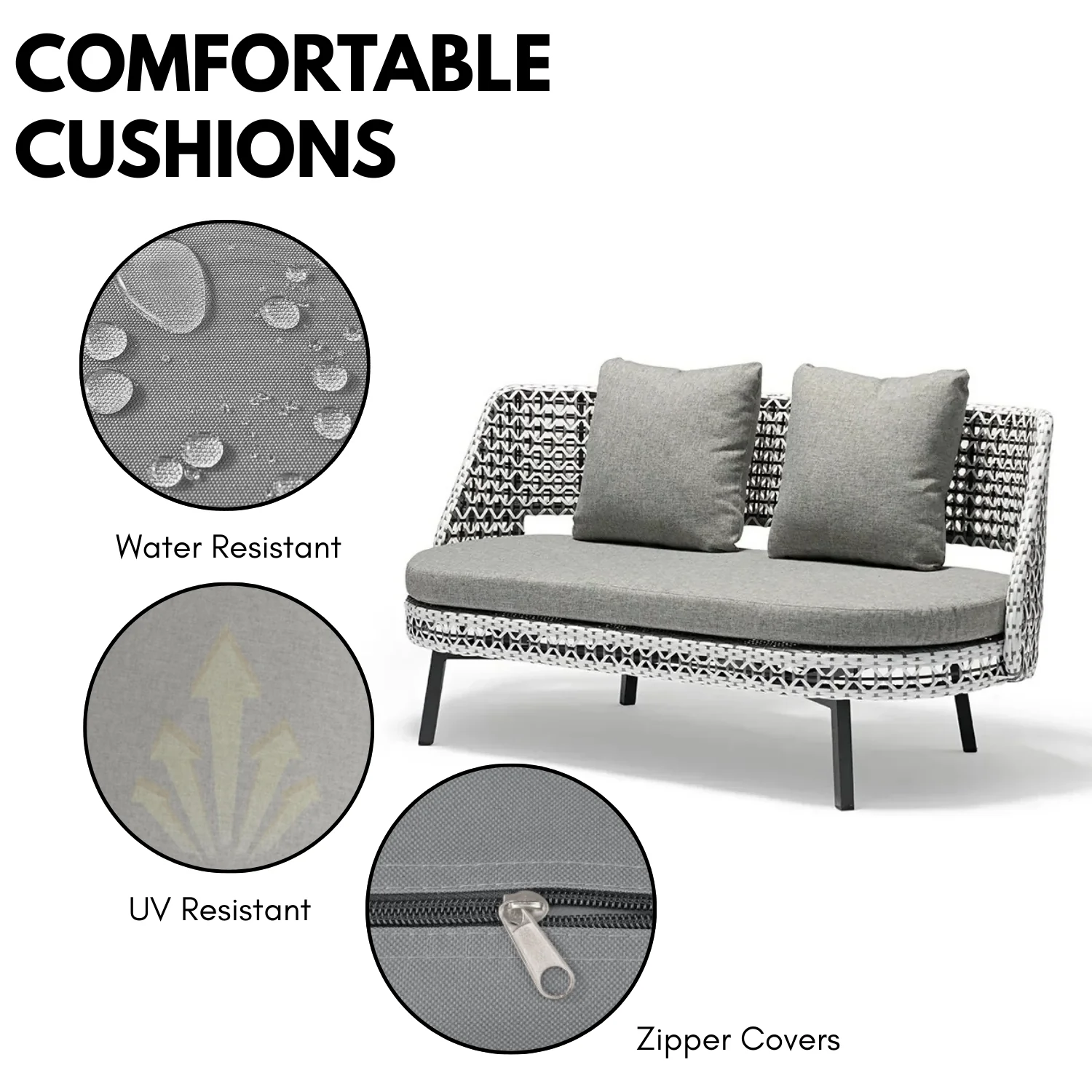 Outdoor Double Tone Rattan Wicker Sofa Set - Image 7