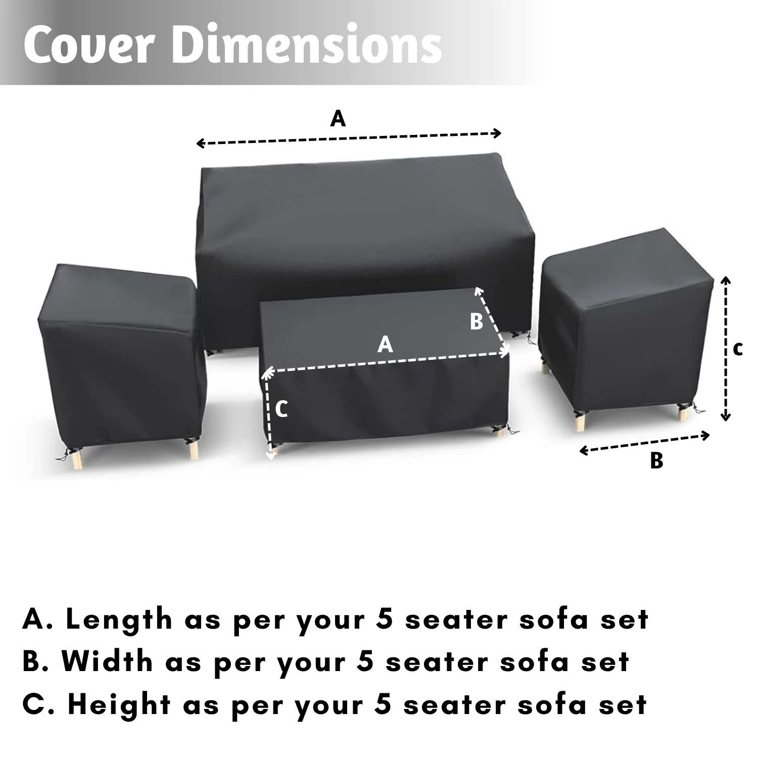 Outdoor Five Seater Sofa Cover - Image 5