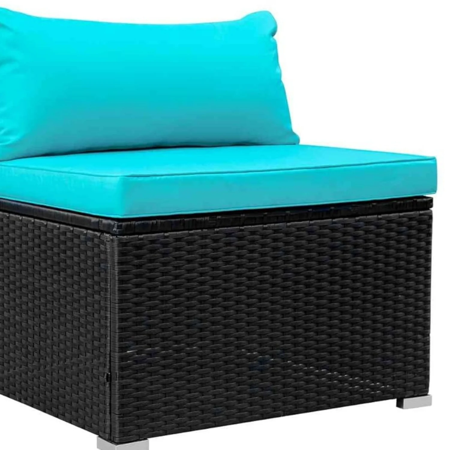 Outdoor Garden Conversation Sofa Set (Black/Sky-Blue) - Image 4