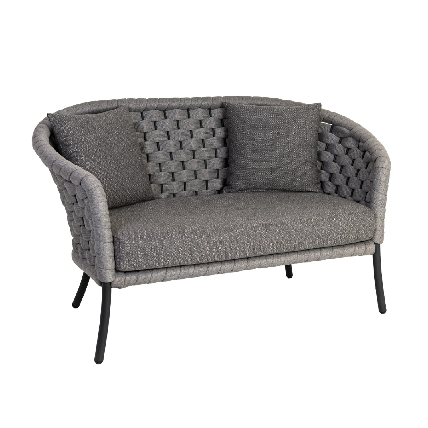 Outdoor Grey Rope 4 Piece Patio Sofa Set with Dark Grey Cushions - Image 7