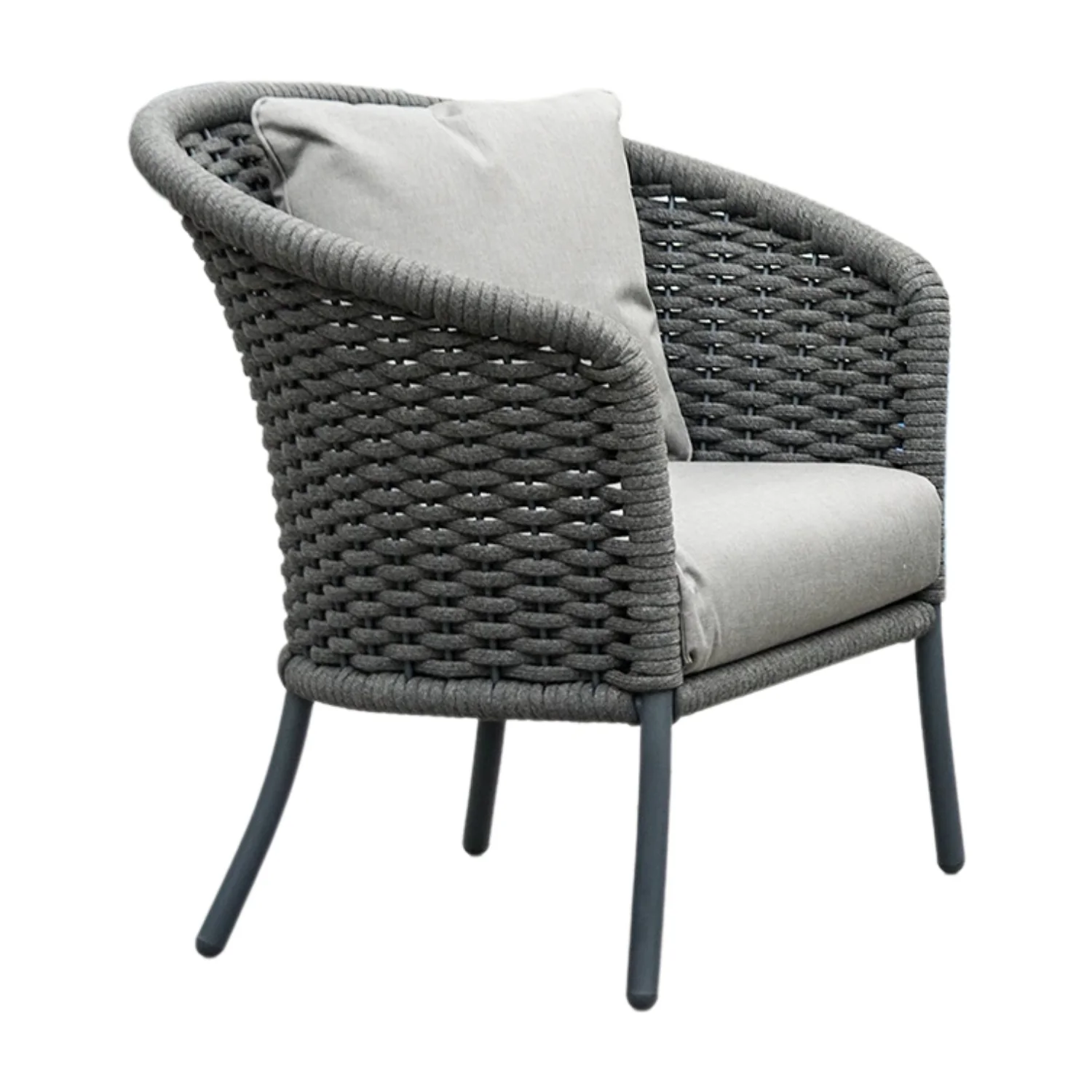 Outdoor Grey Rope 4 Piece Patio Sofa Set with Light Grey Cushions - Image 4