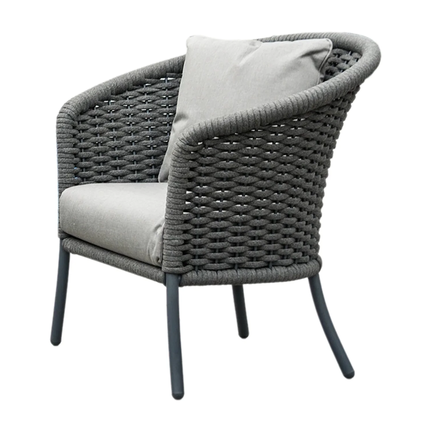 Outdoor Grey Rope 4 Piece Patio Sofa Set with Light Grey Cushions - Image 9