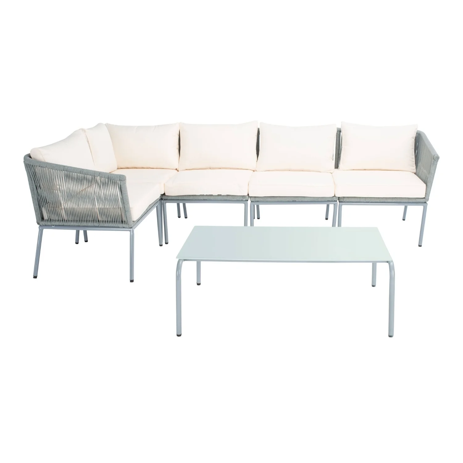 Outdoor Grey Rope L-Shape All Weather Sectional Sofa Set - Image 4